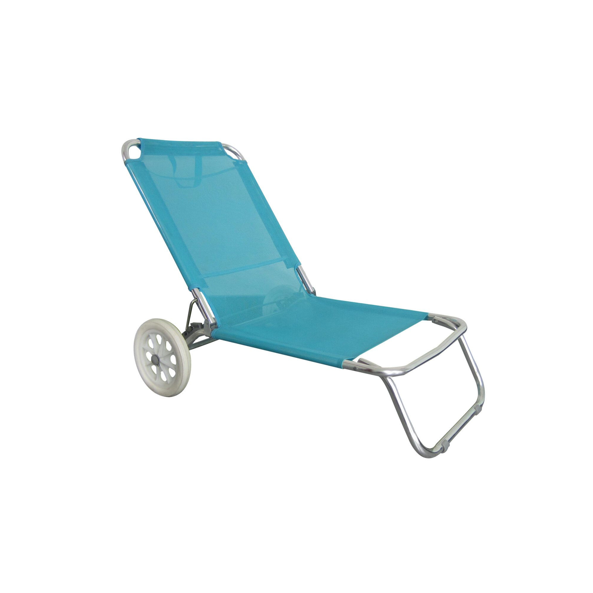 Chaise de plage pliable - O'Beach - Avec roulettes - Dimensions : 124 x 64 x 82 cm