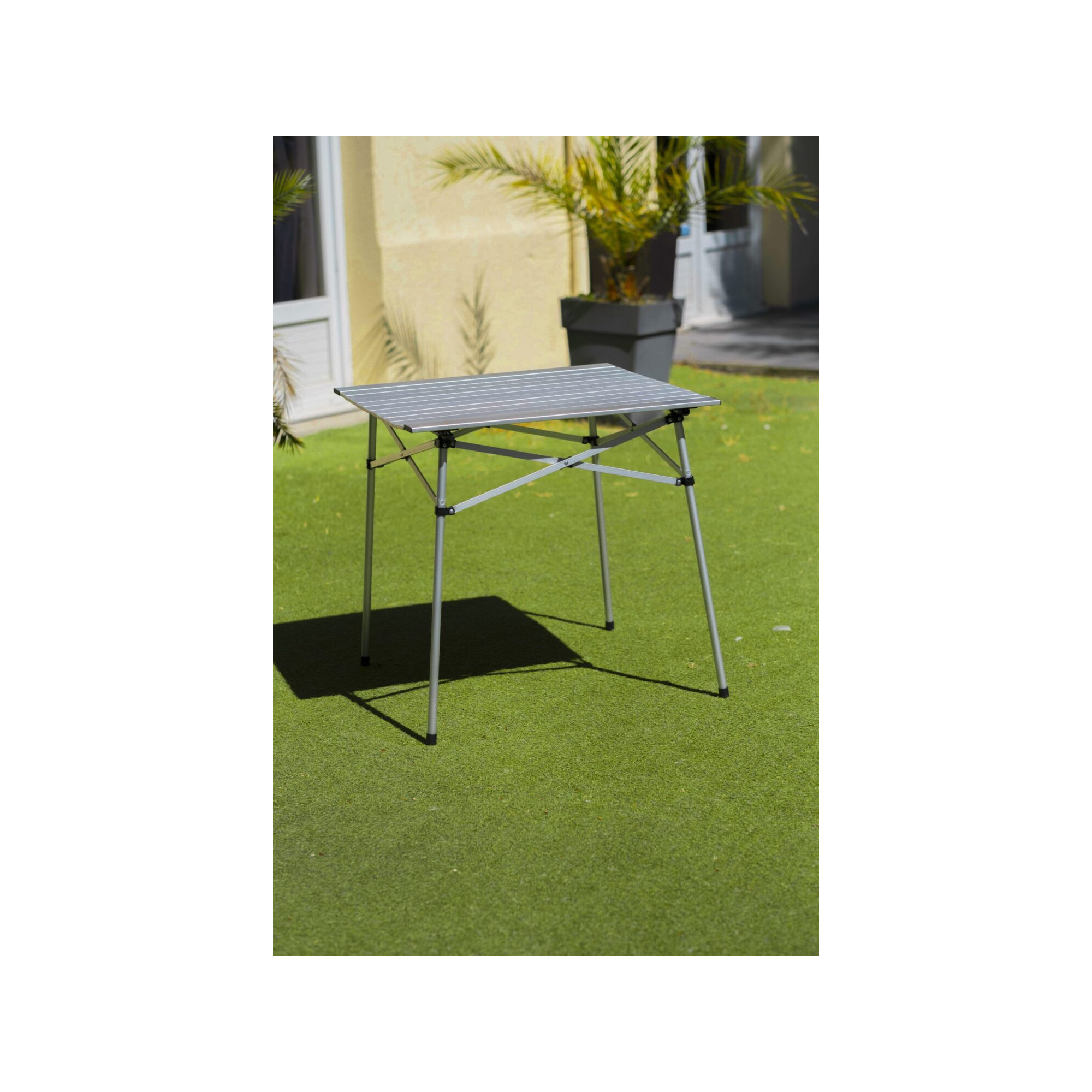 Table à lattes de camping - O'Camp - Housse de transport inclus - Dimensions : 70 x 70  x 70 cm