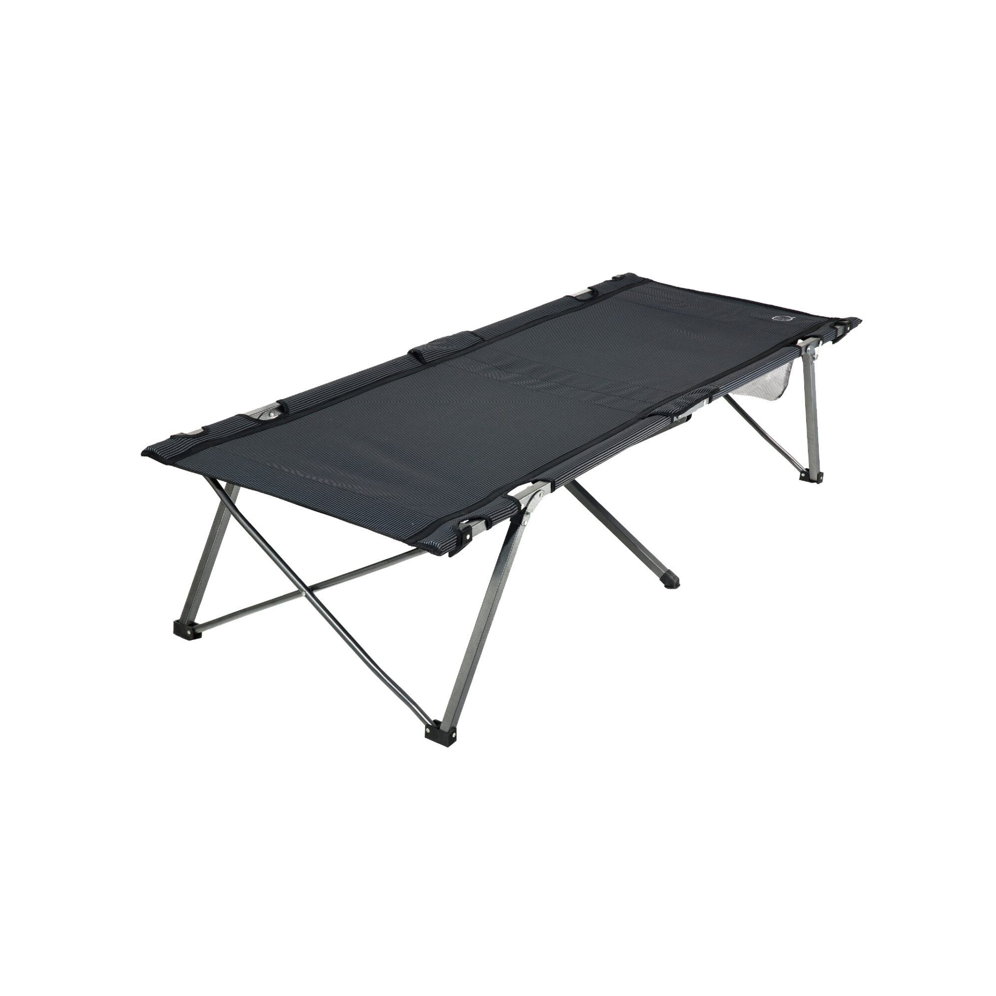 Lit de camp pliable - O'camp - Avec housse de transport - Noir - Dimensions 207 x 75 x 50 cm