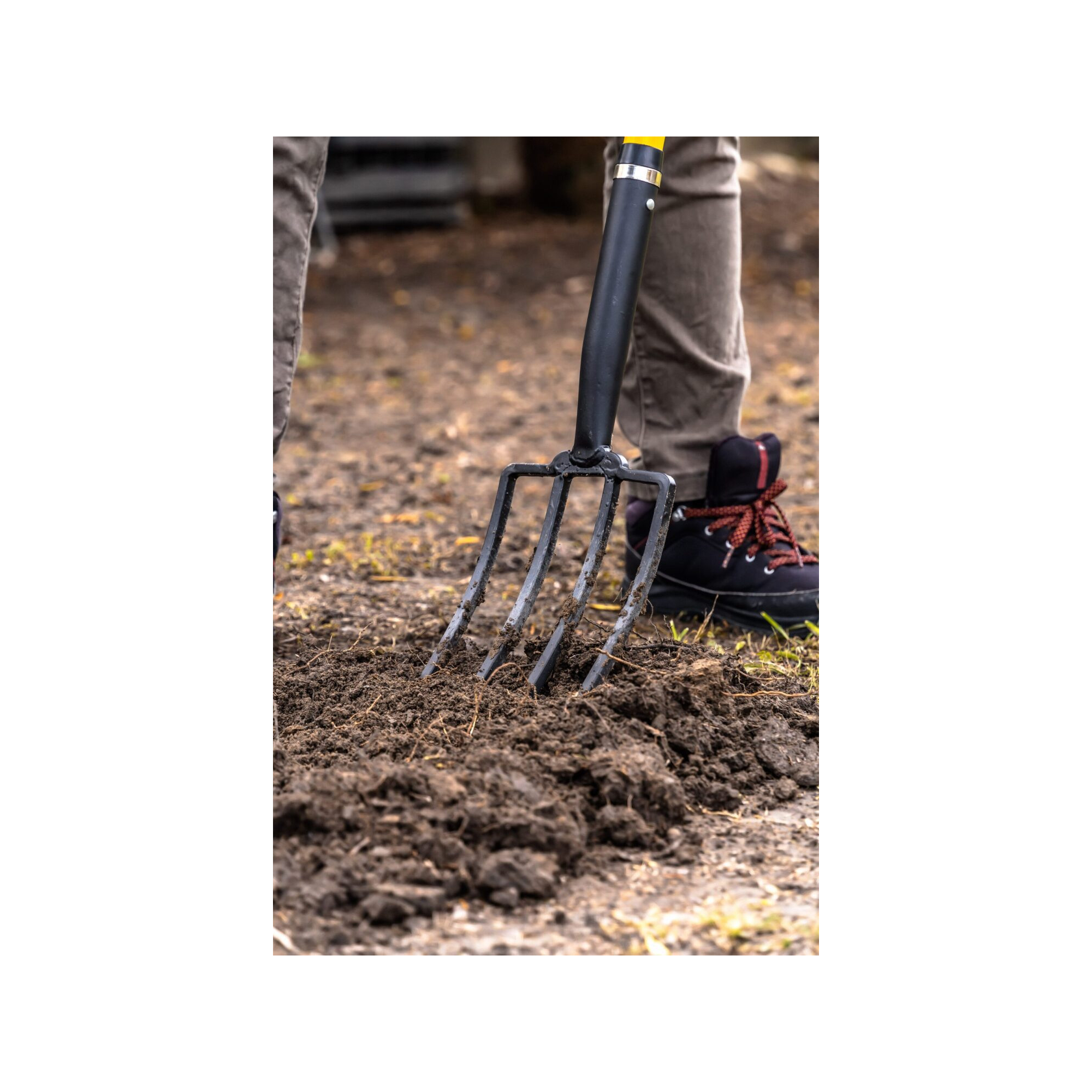 Fourche à bêcher pour jardin - Suan - 4 dents - Manche en fibre de verre - Poignée confort