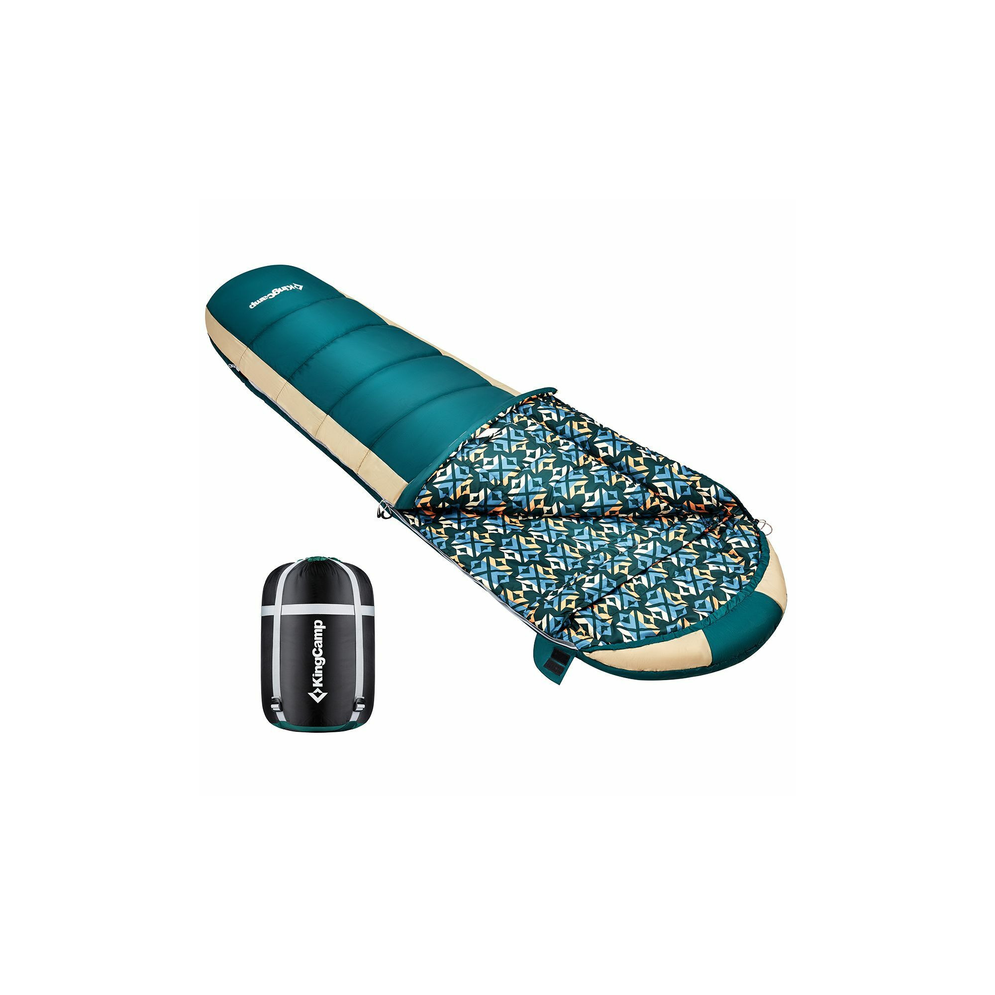 Sac de couchage forme momie Desert - Kingcamp - Vert - 215 x 55 cm