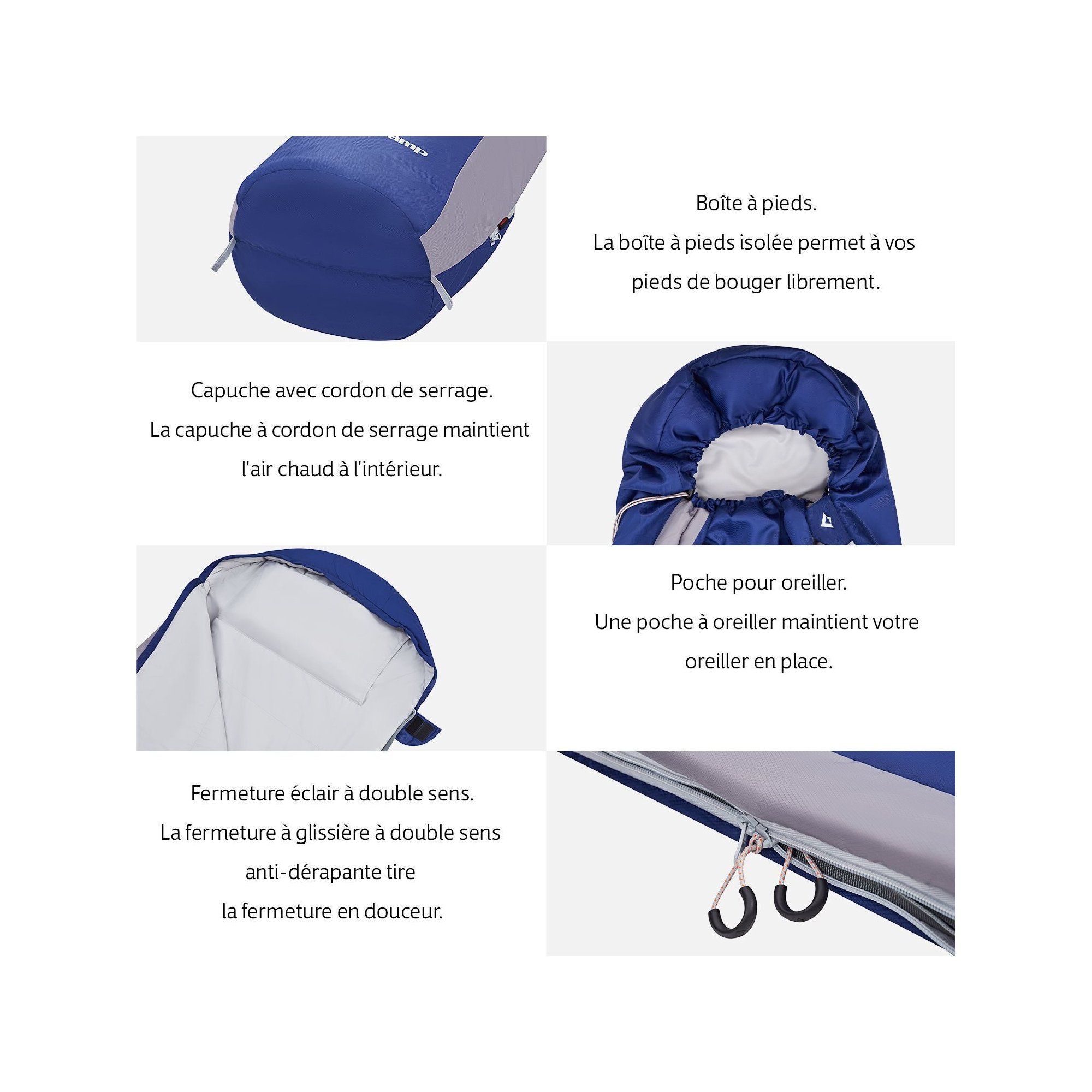 Sac de couchage forme momie Breeze - Kingcamp - Bleu - 215 x 50 cm