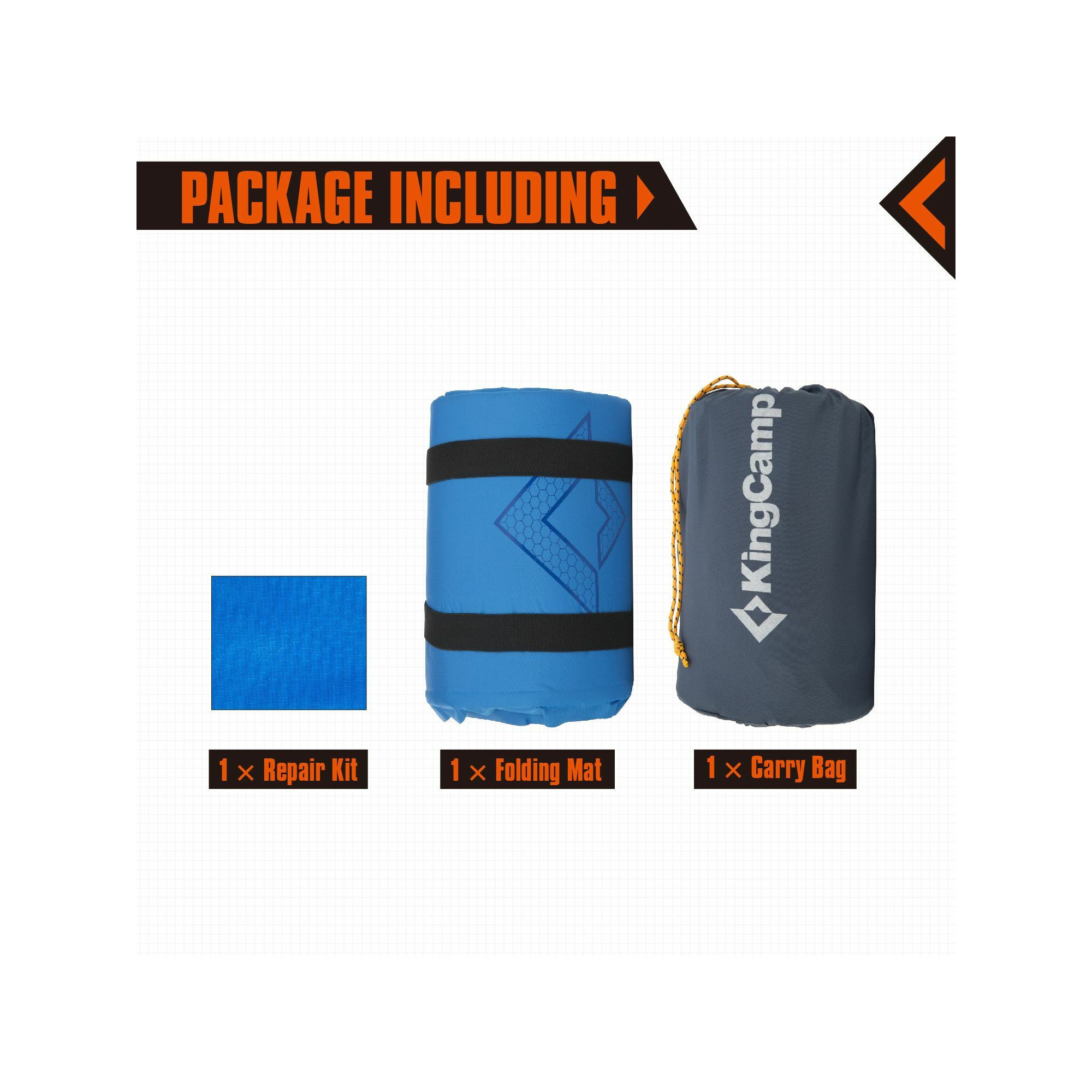 Tapis de camping autogonflant - Kingcamp - Bleu - 183 x 51 cm