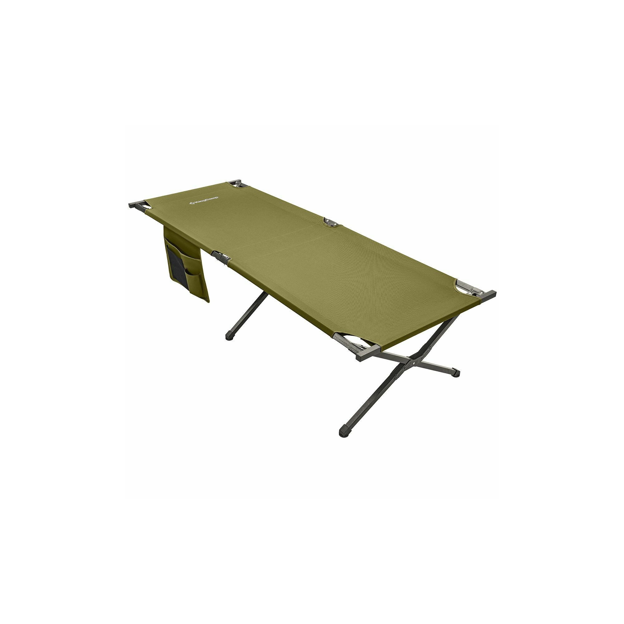 Lit de camp - Kingcamp - Vert - Sac de transport inclus - 205 x 75 x 46 cm