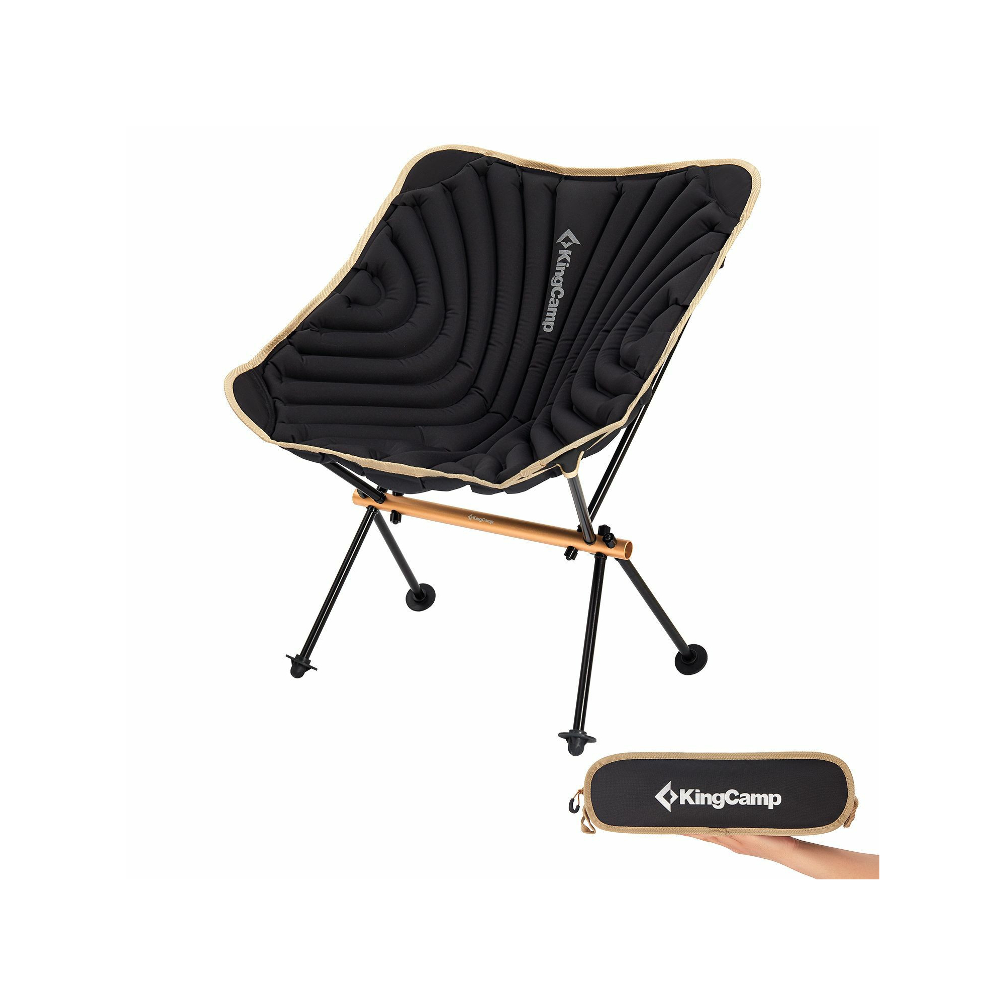 Chaise de camping gonflable - Kingcamp - Noir - Sac de transport inclus