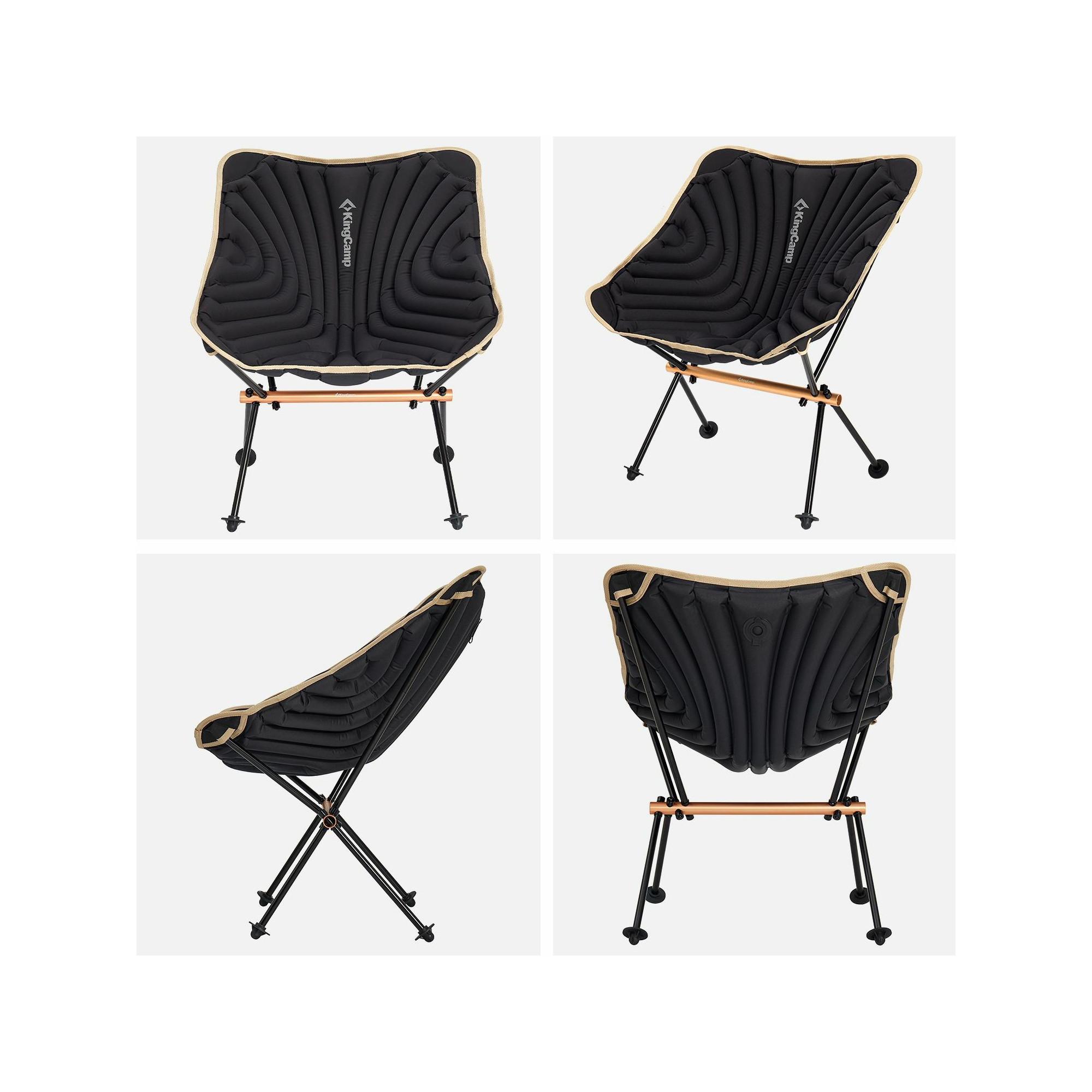 Chaise de camping gonflable - Kingcamp - Noir - Sac de transport inclus