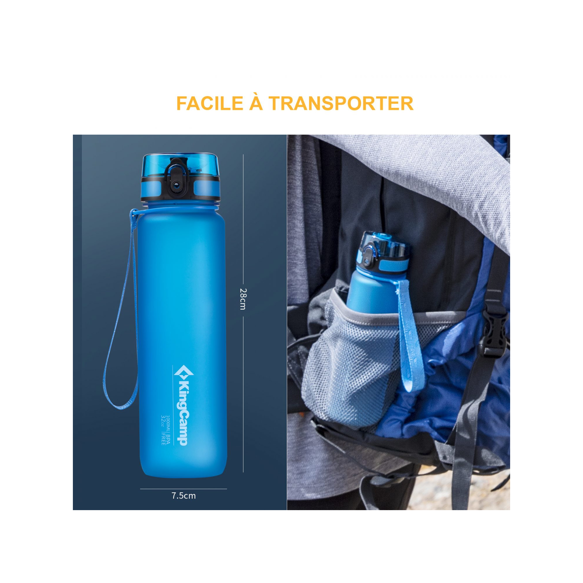 Bouteille d'hydratation - Kingcamp - En Tritan - Contenance : 1 Litre