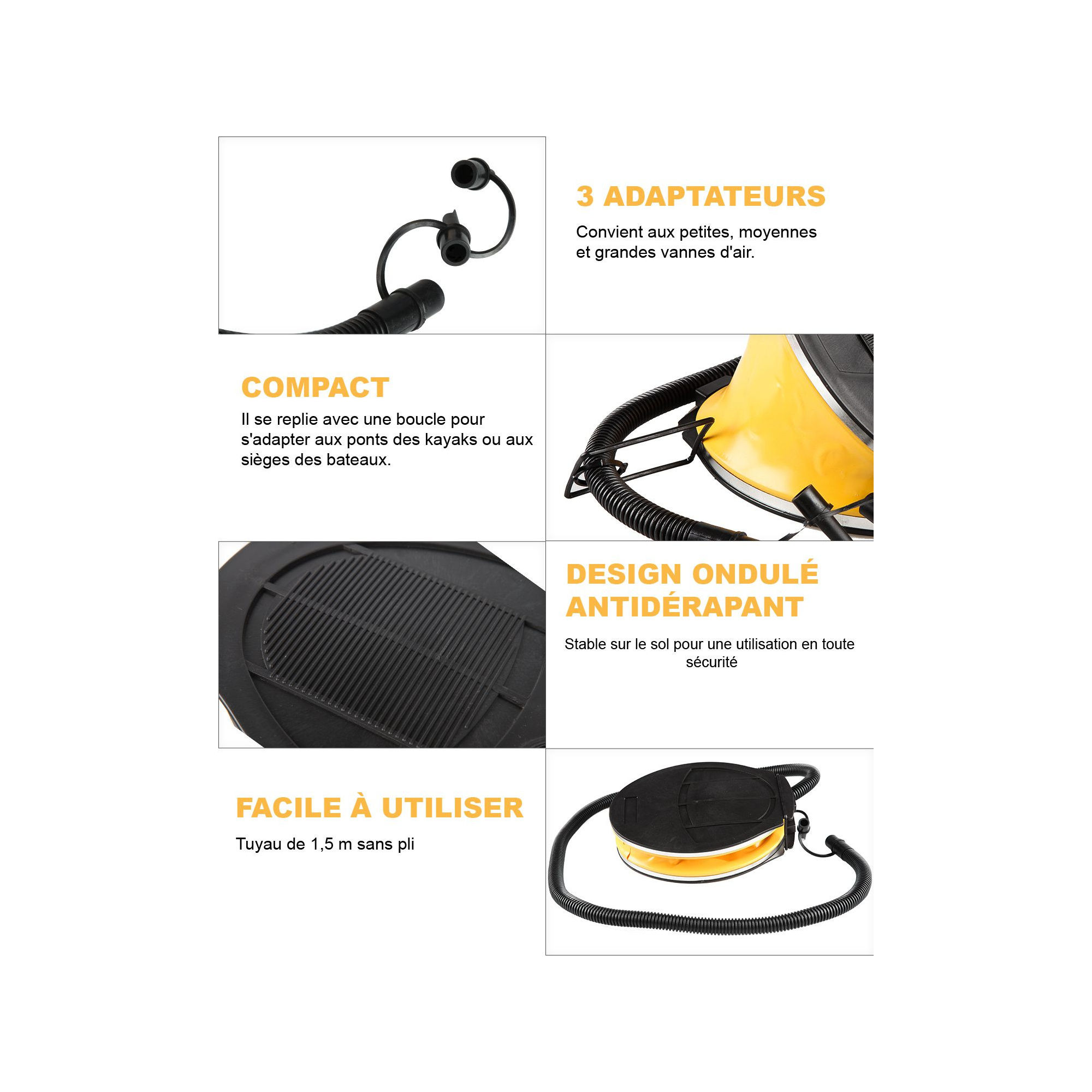 Pompe de gonflage à pieds - Kingcamp - 3 Litres - Longueur : 1,5 m