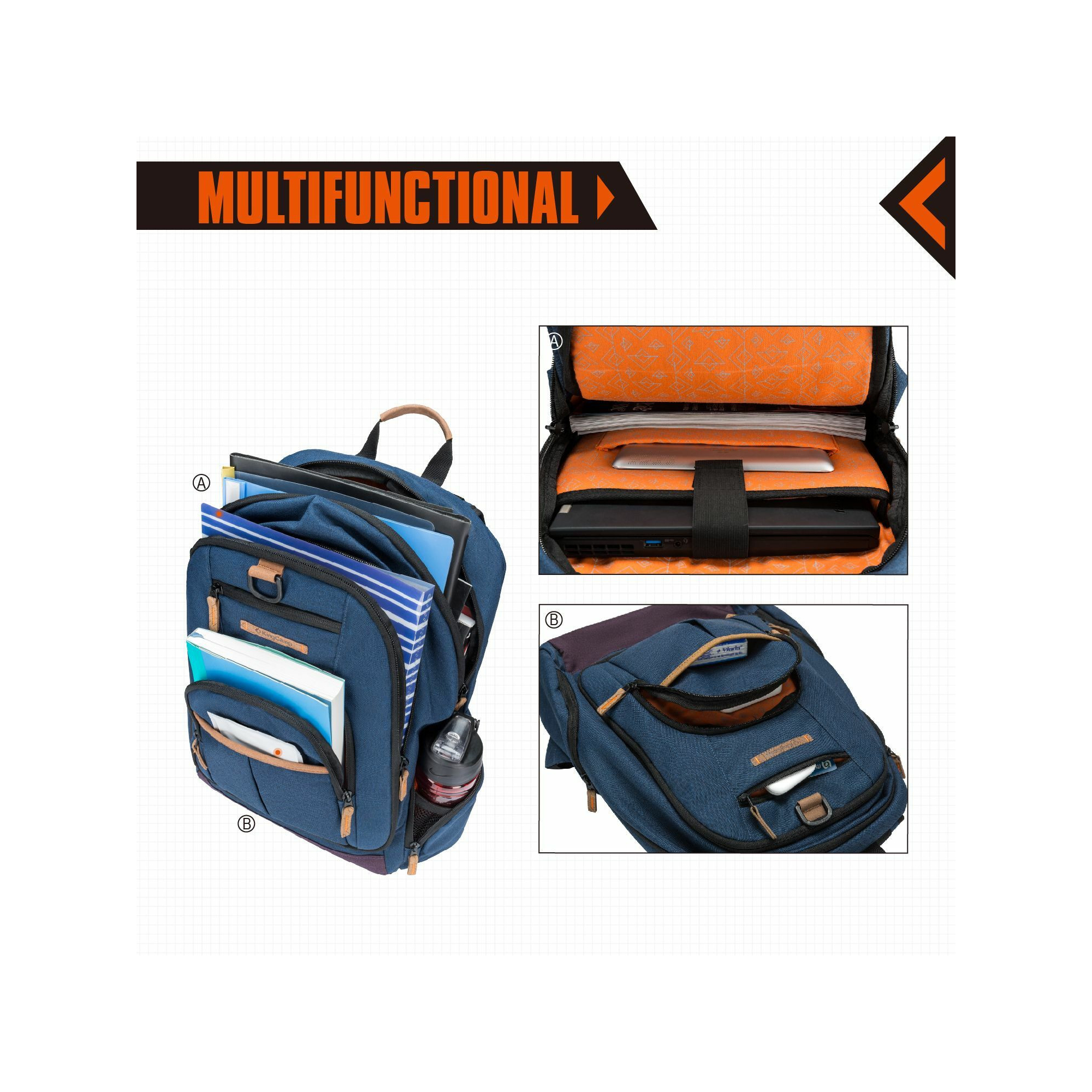 Sac à dos - Kingcamp - Modèle Arches - Bleu - 35 x 15 x 48 cm