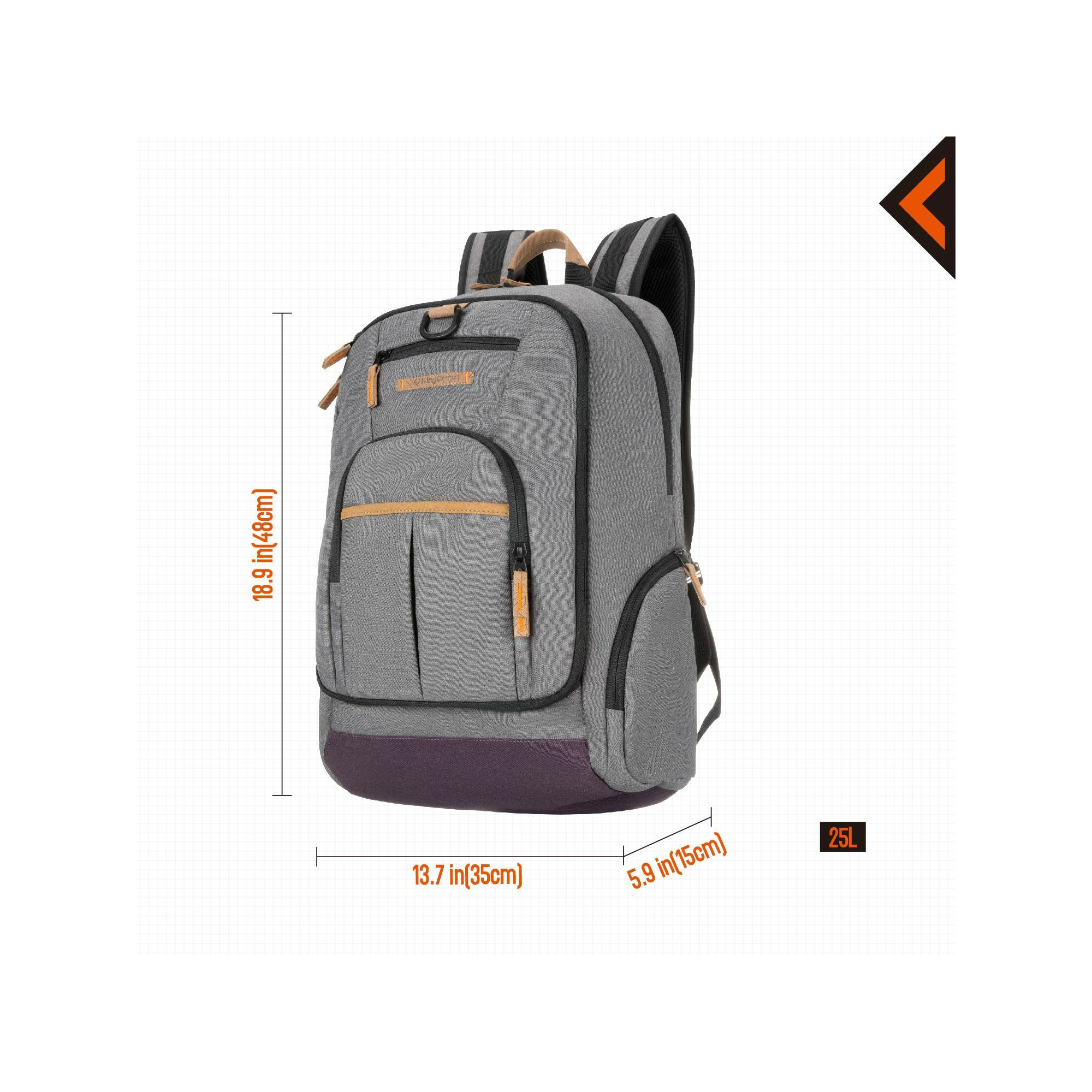 Sac à dos - Kingcamp - Modèle Arches - Gris - 35 x 15 x 48 cm