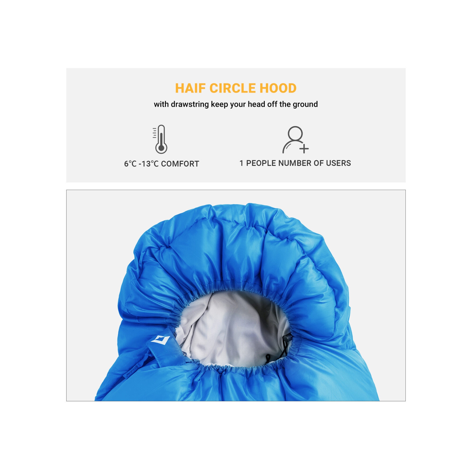 Sac de couchage - Kingcamp - Modèle Oasis 300 - Bleu - 190 x 75 cm