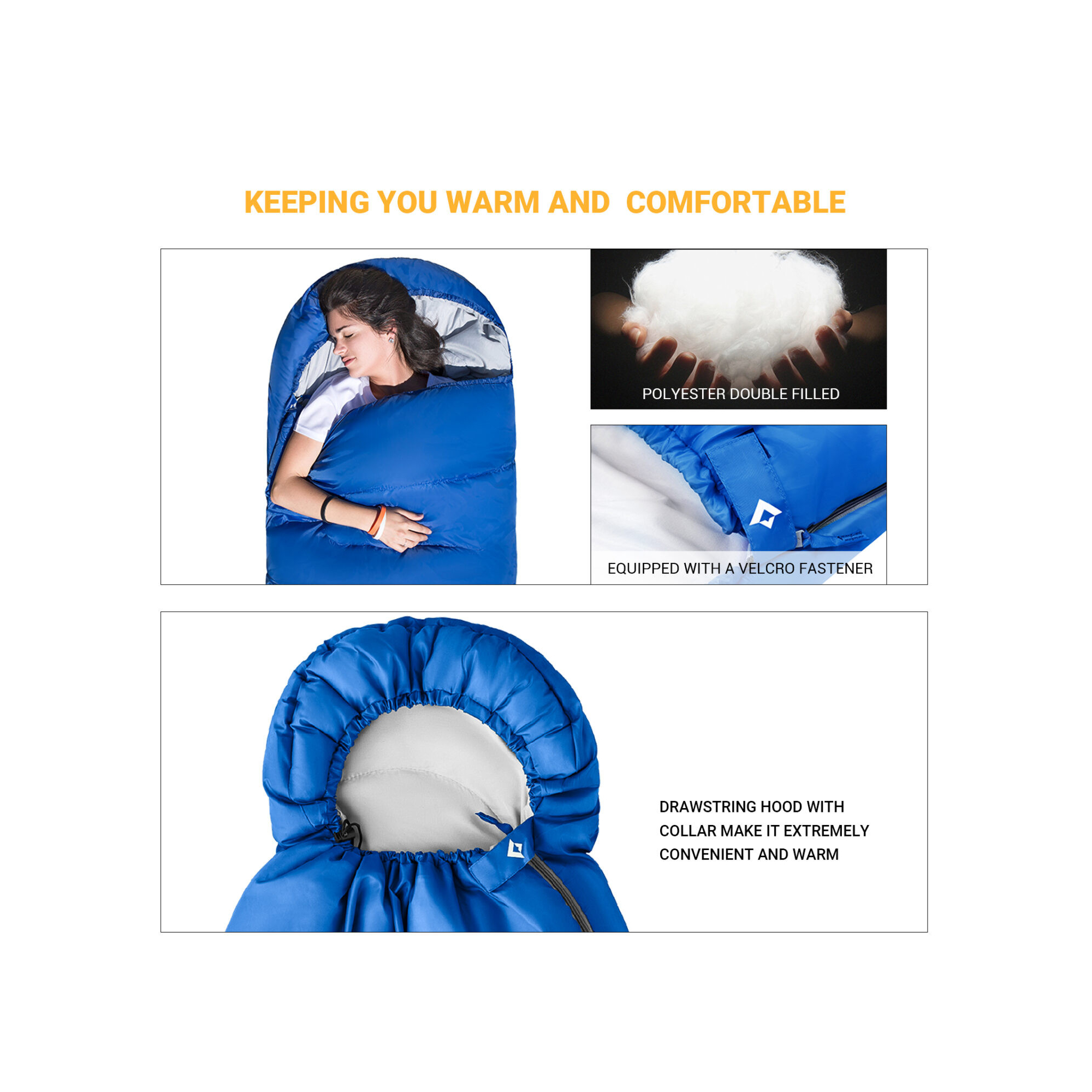 Sac de couchage - Kingcamp - Modèle Oasis 300 - Bleu - 190 x 75 cm