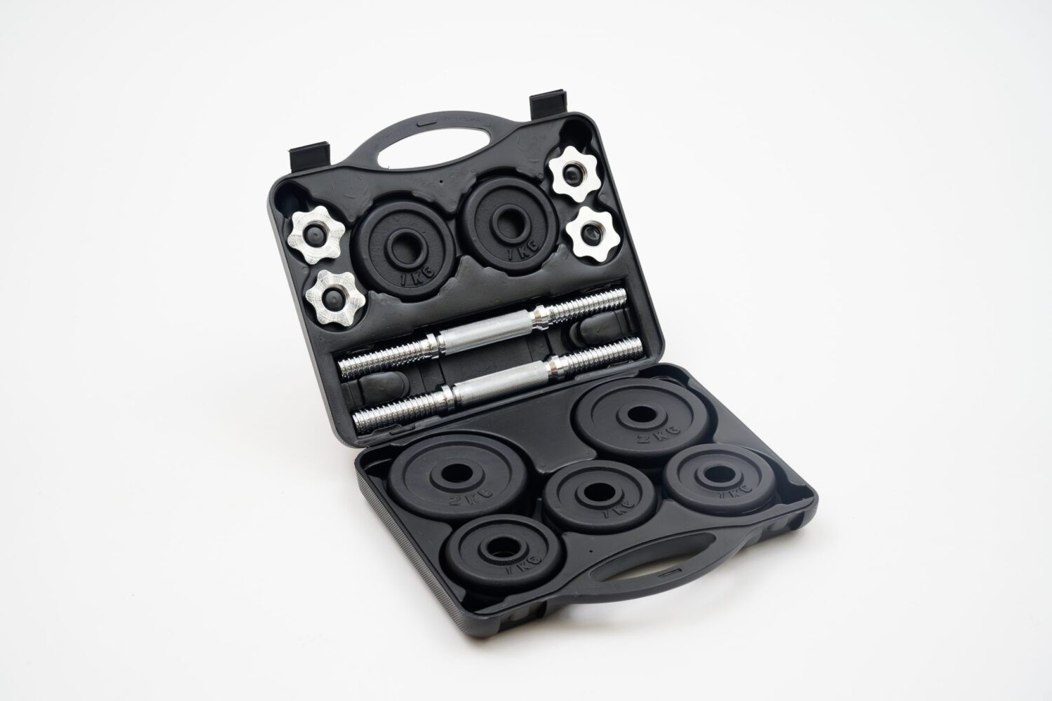 Set barres + haltères 20 KG - FITLIFE - En acier - Valise de transport inclus