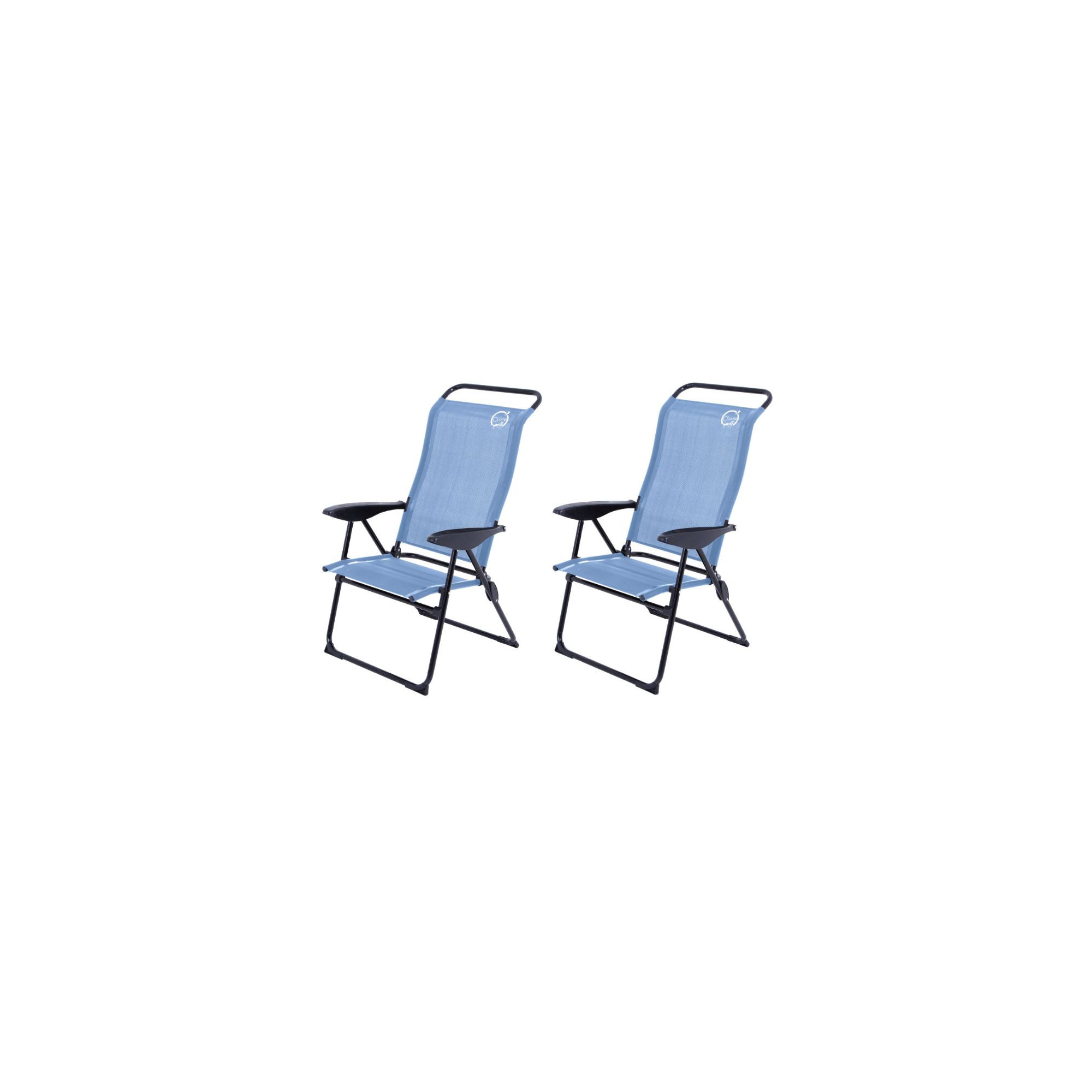 Lot de 2 fauteuils de camping 5 positions - O'Camp - Bleu - Dimensions : 70 x 62 x 105 cm