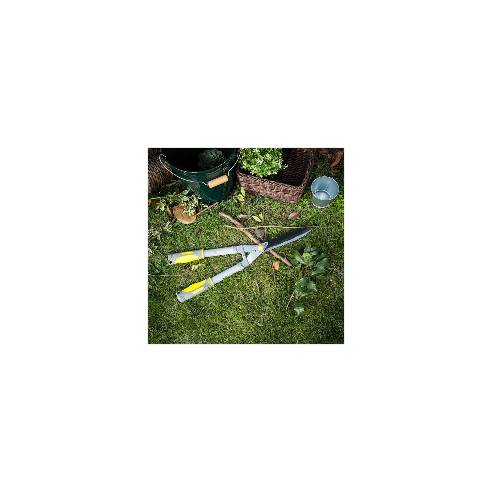 Cisaille à haie lames ondulées - Suan - Revêtement anti adhérence - Dimensions : 58 x 21 cm