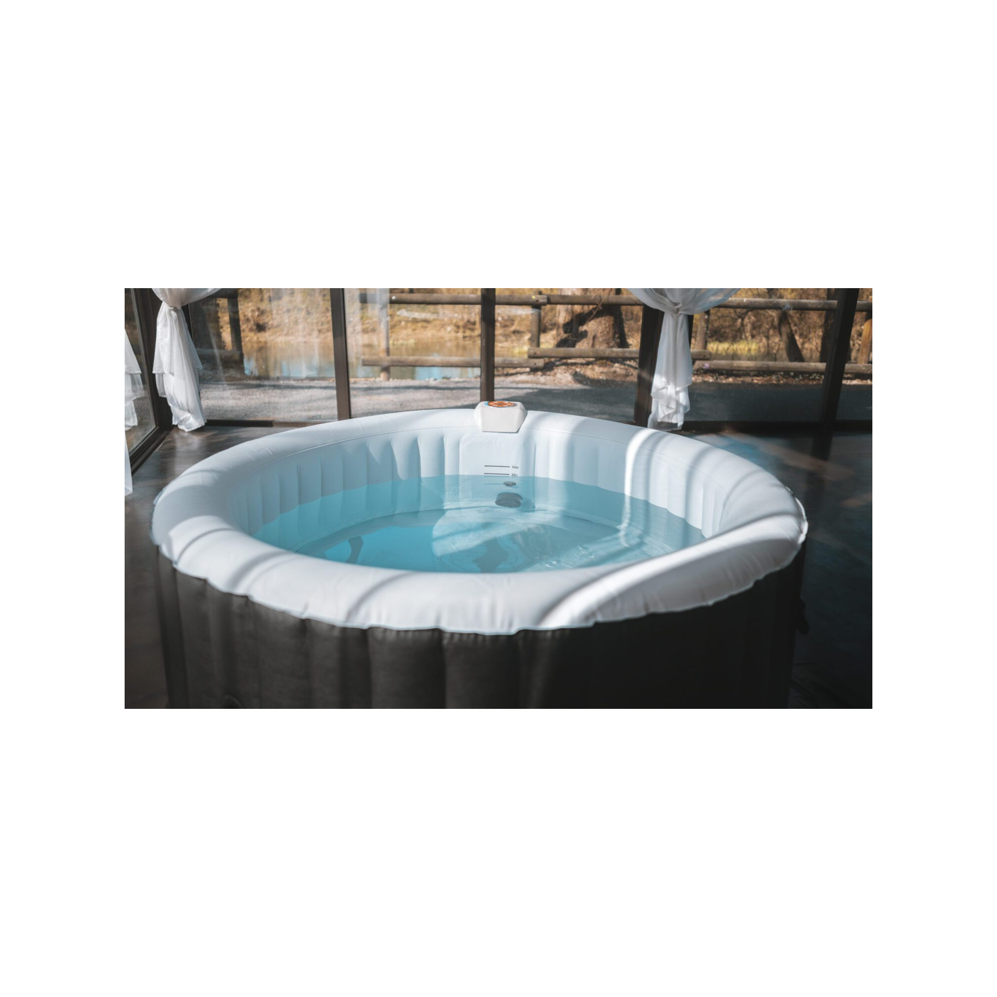 Spa gonflable 6 places rond - Ospazia - Pack incluant 2 reposes têtes + 1 porte gobelet + 4 filtres