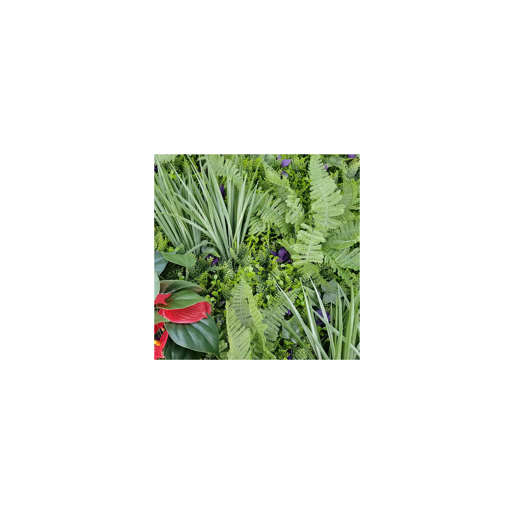 Mur végétal artificiel - Modèle fleur rouge - Dimensions : 100 x 100 cm