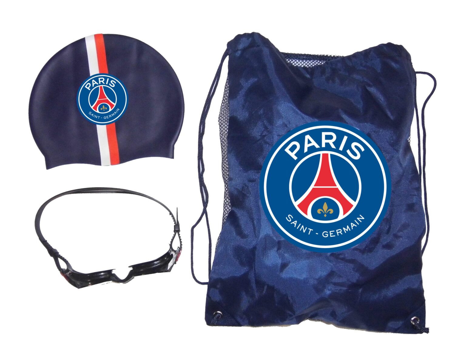Set d'accessoires de piscine - Paris Saint Germain - Bonnet + Lunettes + Sac