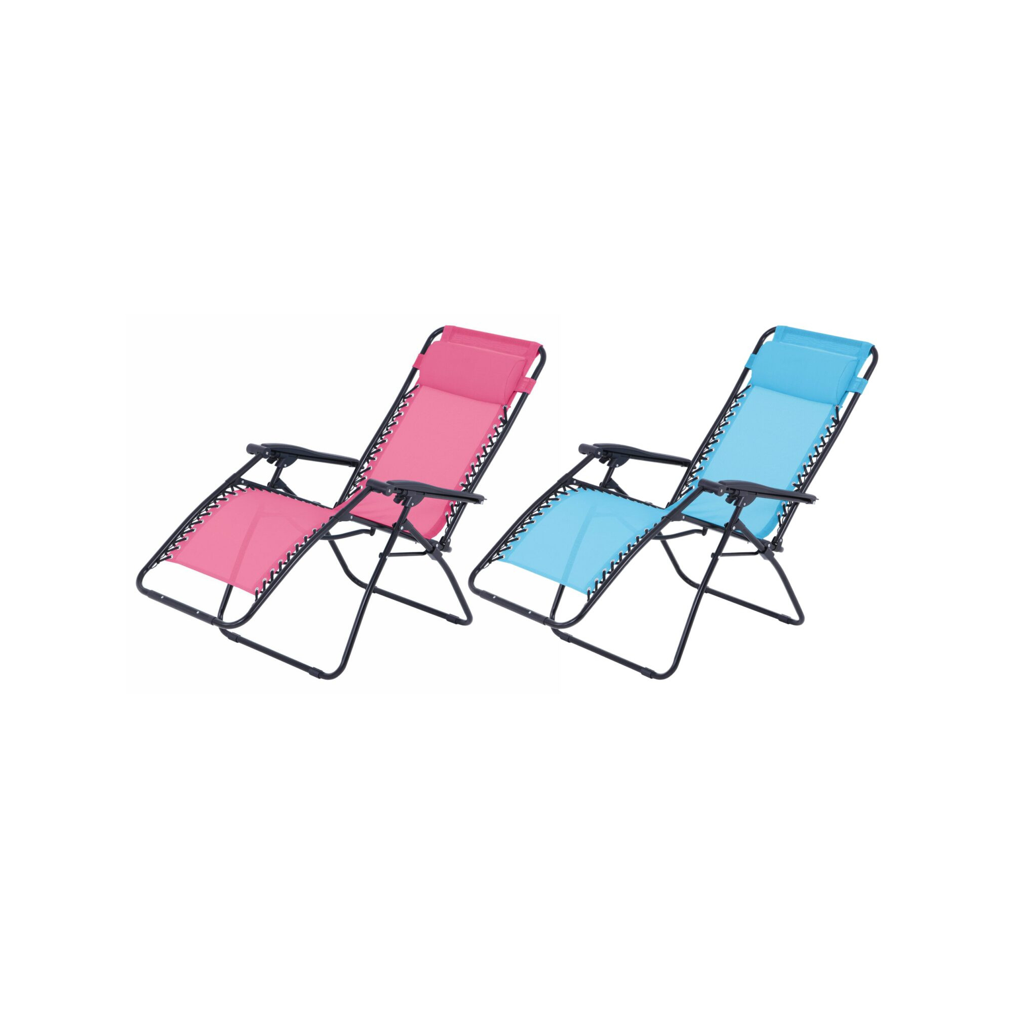 Lot de 2 fauteuils relax de jardin - O'Colors - Multi positions - Bleu et rose
