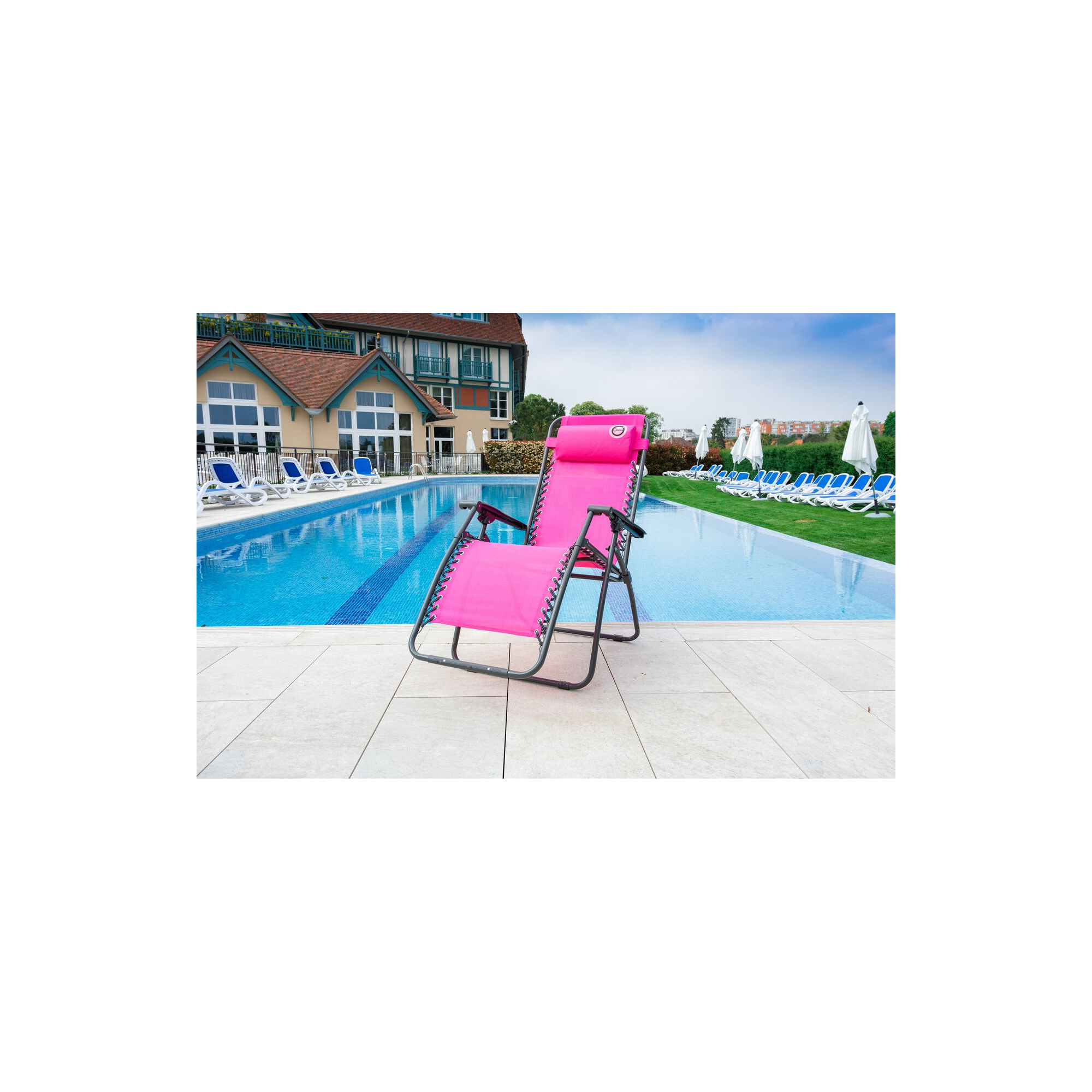 Lot de 2 fauteuils relax de jardin - O'Colors - Multi positions - Bleu et rose