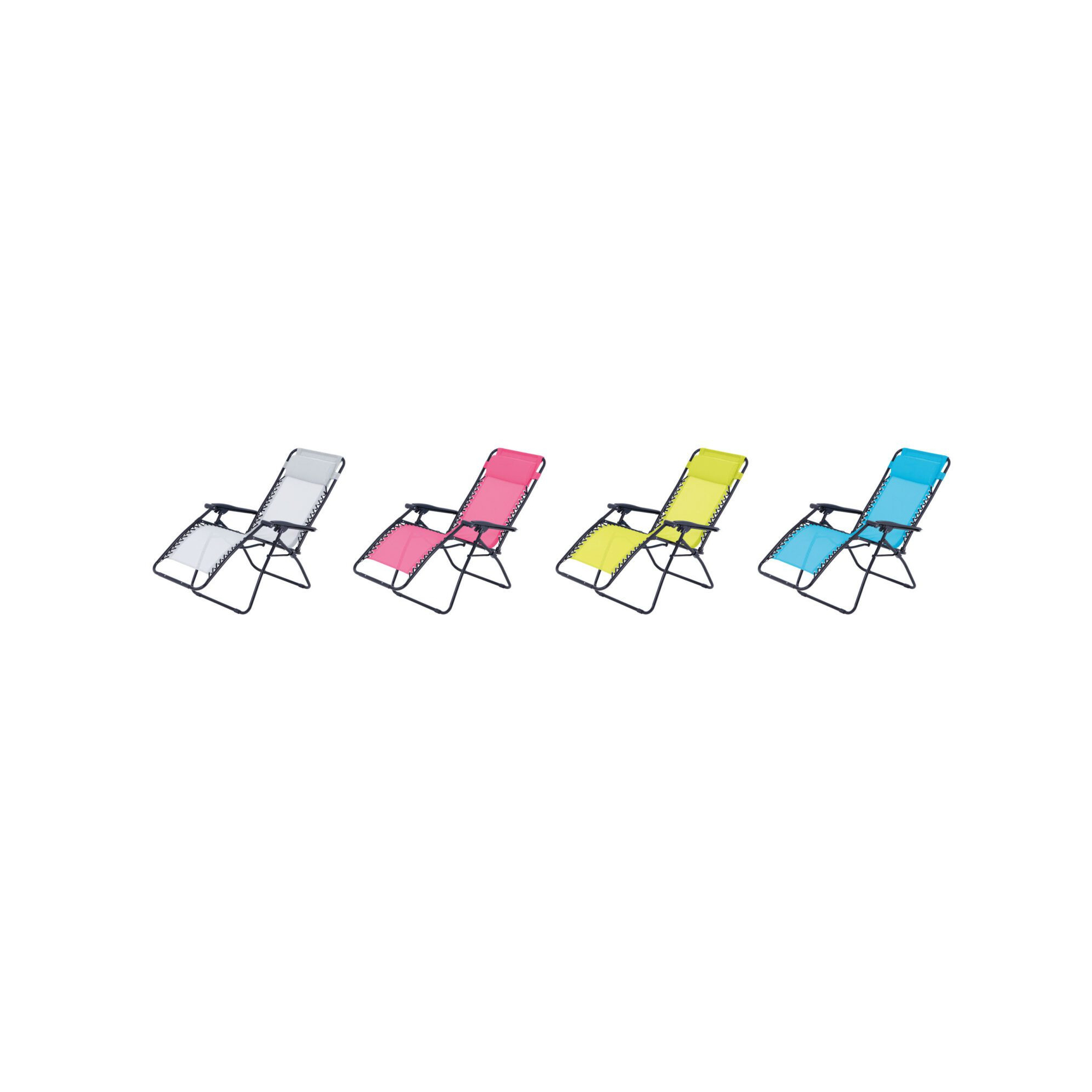 Lot de 2 fauteuils relax de jardin - O'Colors - Multi positions - Bleu et rose