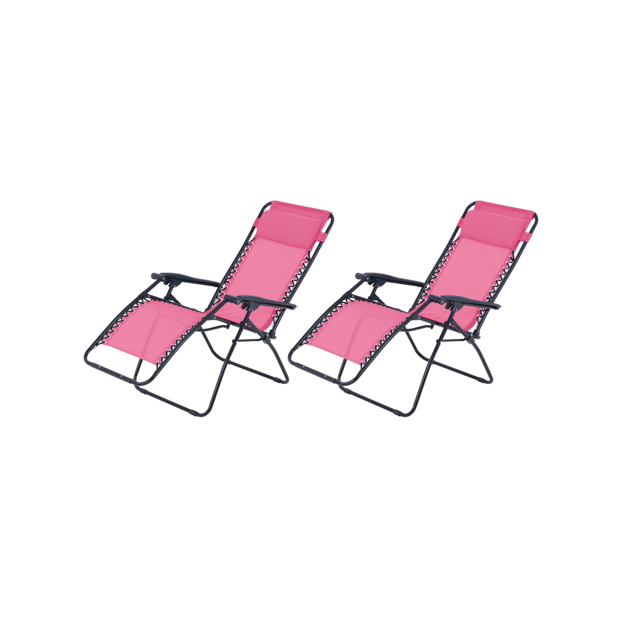 Lot de 2 fauteuils relax de jardin - O'Colors - Multi positions - Bleu et rose