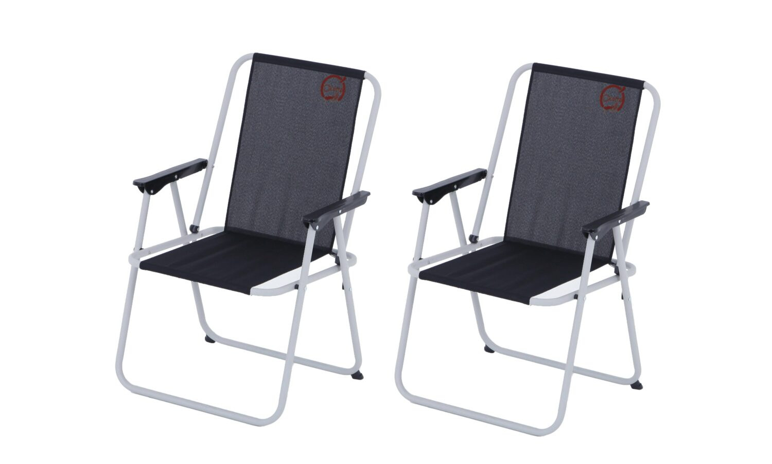 Lot de 2 fauteuils piccolo de camping pliables - O'Camp - Noir - Dimensions : 57 x 55 x 80 cm