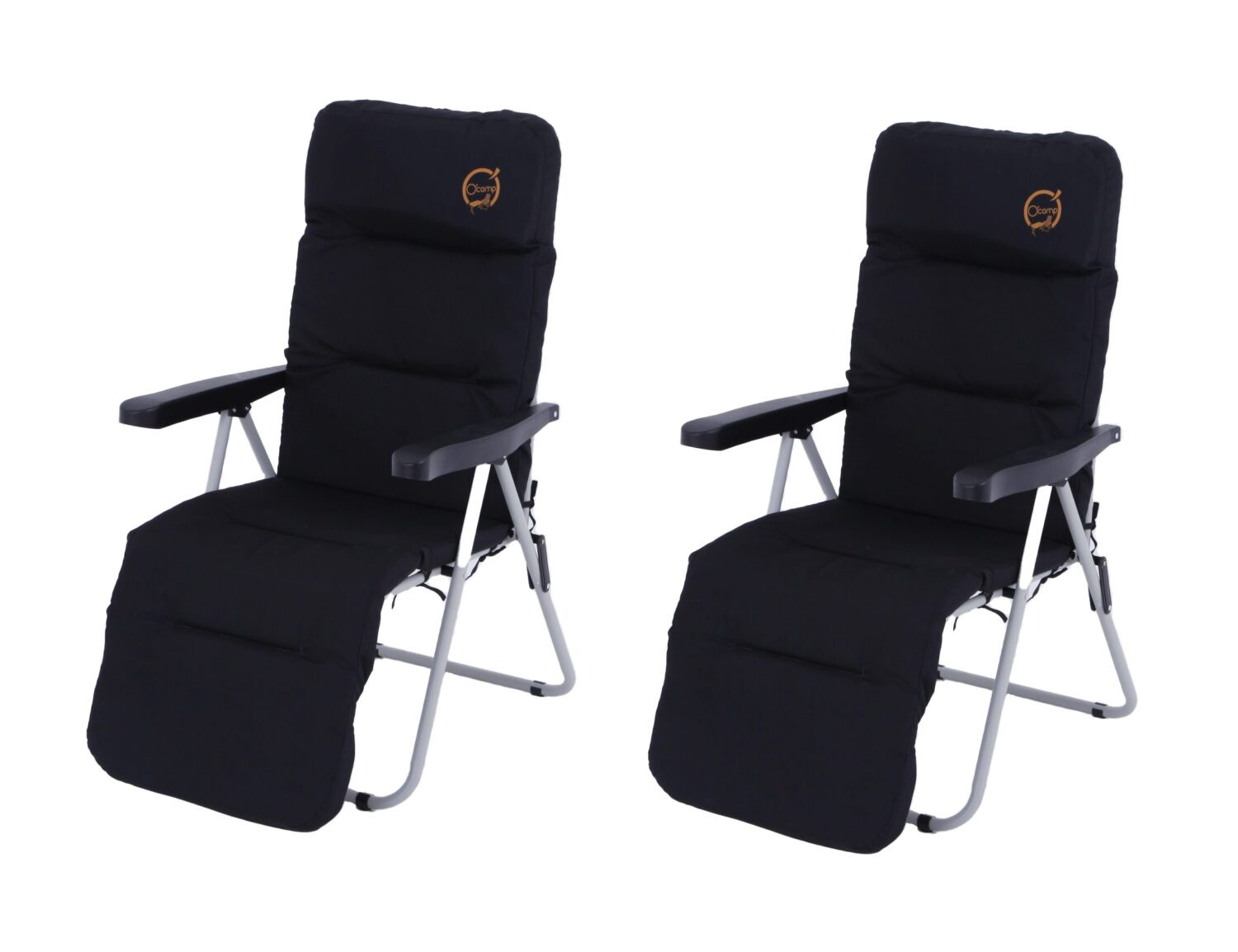 Lot de 2 fauteuils de camping relax pliables - O'camp - Multipositions - 62 x 92 x 105 cm