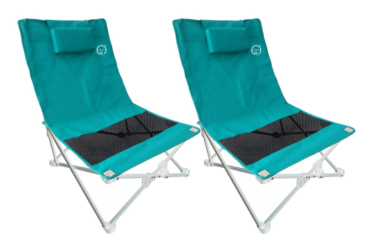 Lot de 2 sièges de plage pliables - O'Beach - Housse de transport inclus - 40 x 40 x 70 cm