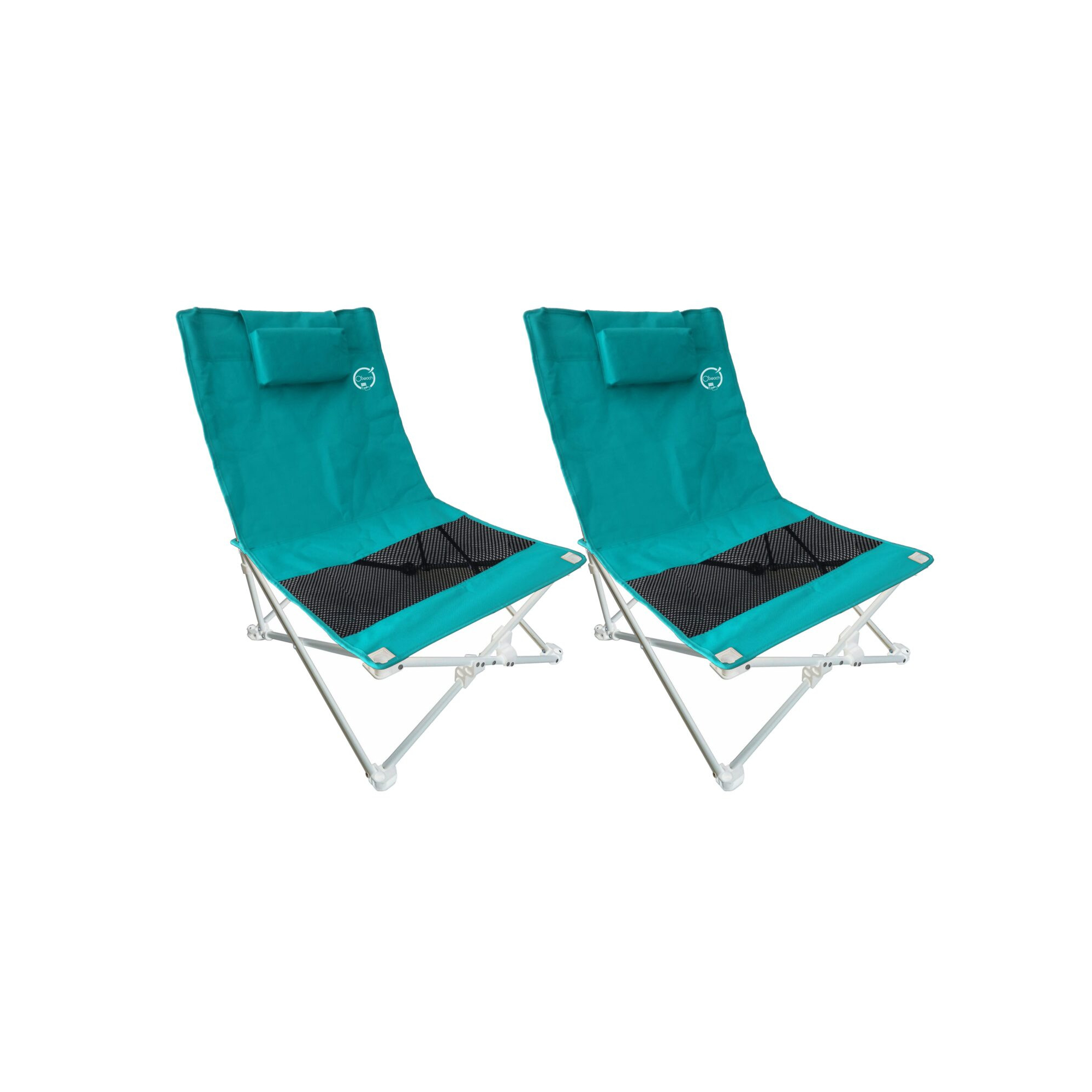 Lot de 2 sièges de plage pliables - O'Beach - Housse de transport inclus - 40 x 40 x 70 cm