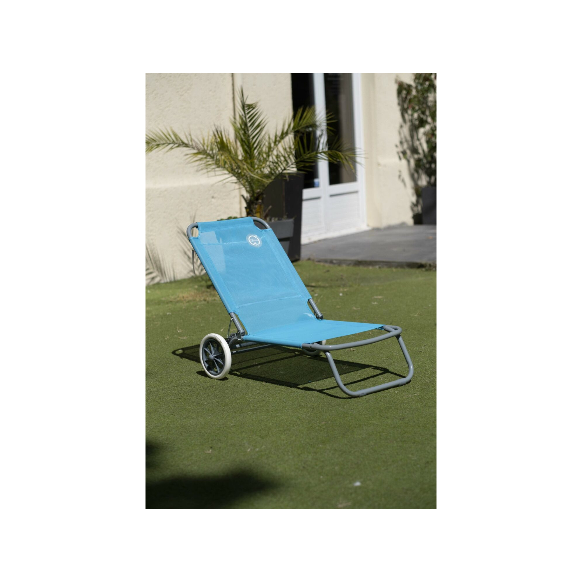 Lot de 2 chaises de plage pliables - O'Beach - Avec roulettes - Dimensions : 124 x 64 x 82 cm