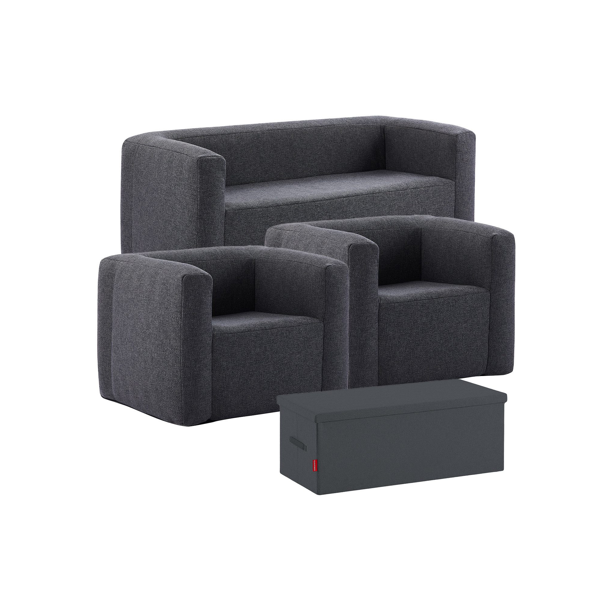 Salon gonflable 5 places - Terracotta - Intérieur et extérieur - Gris foncé