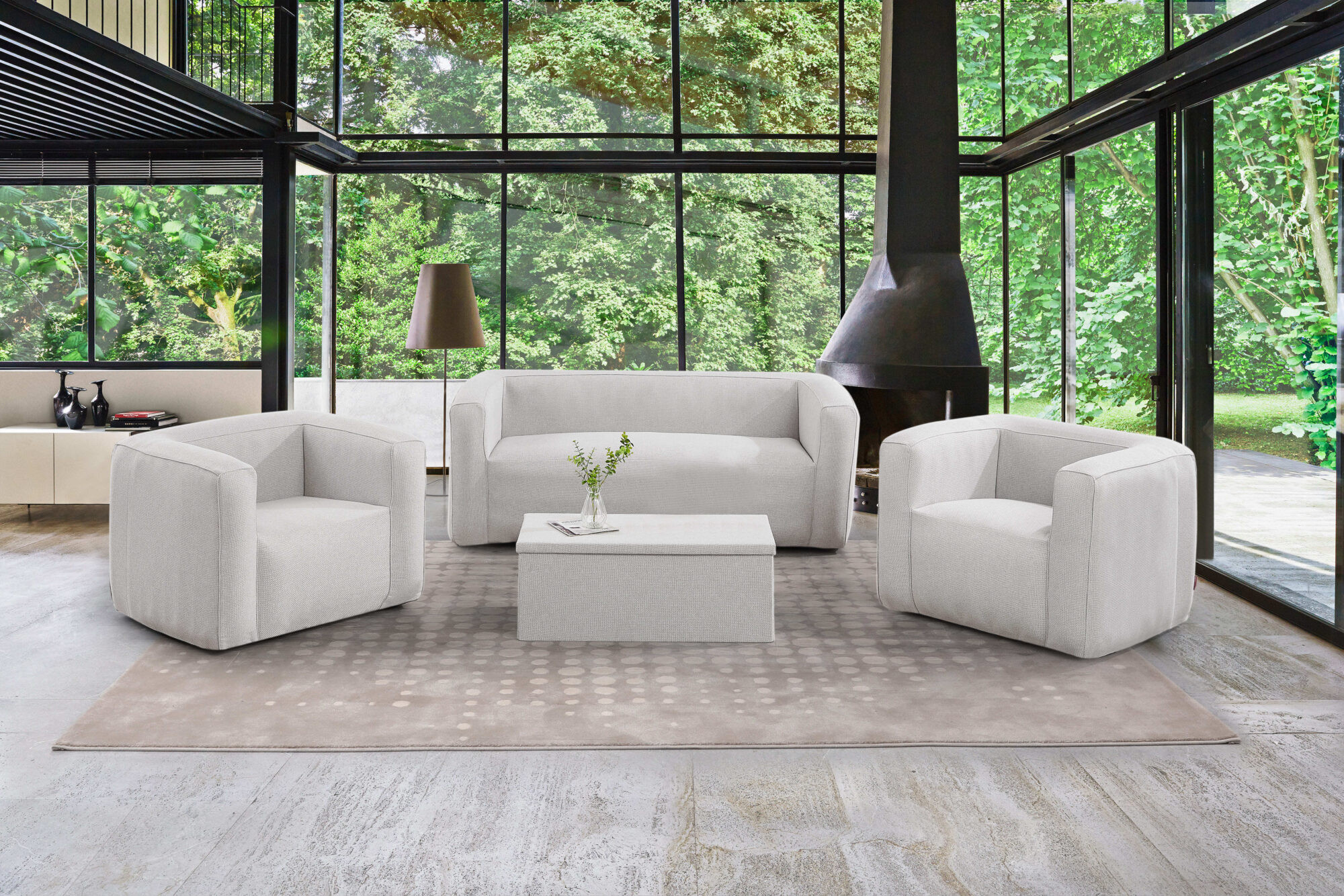 Canapé gonflable 2-3 places Terracotta - Intérieur et extérieur - Couleur Gris clair