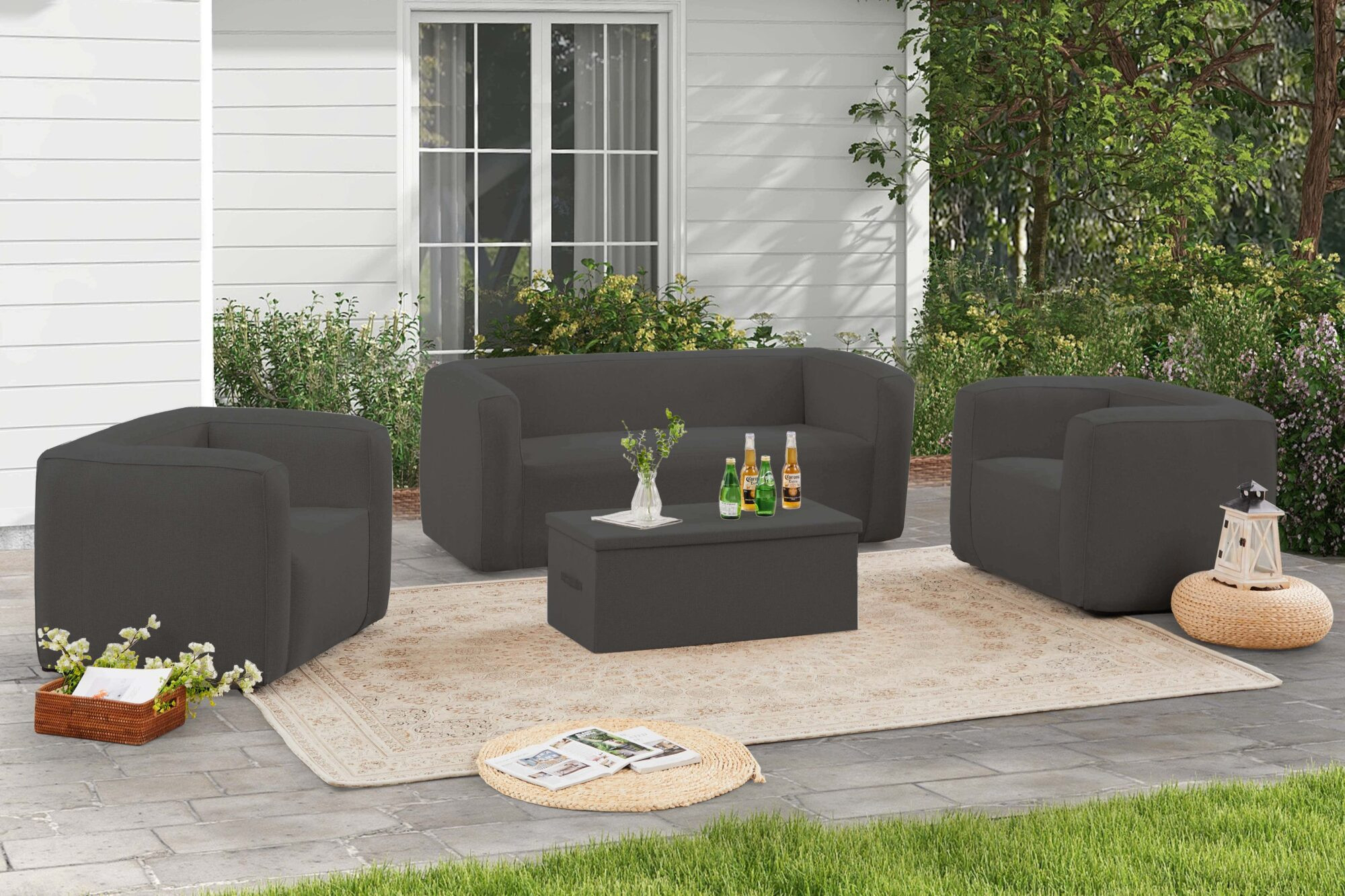 Canapé gonflable 2-3 places Terracotta - Intérieur et extérieur - Couleur Gris foncé