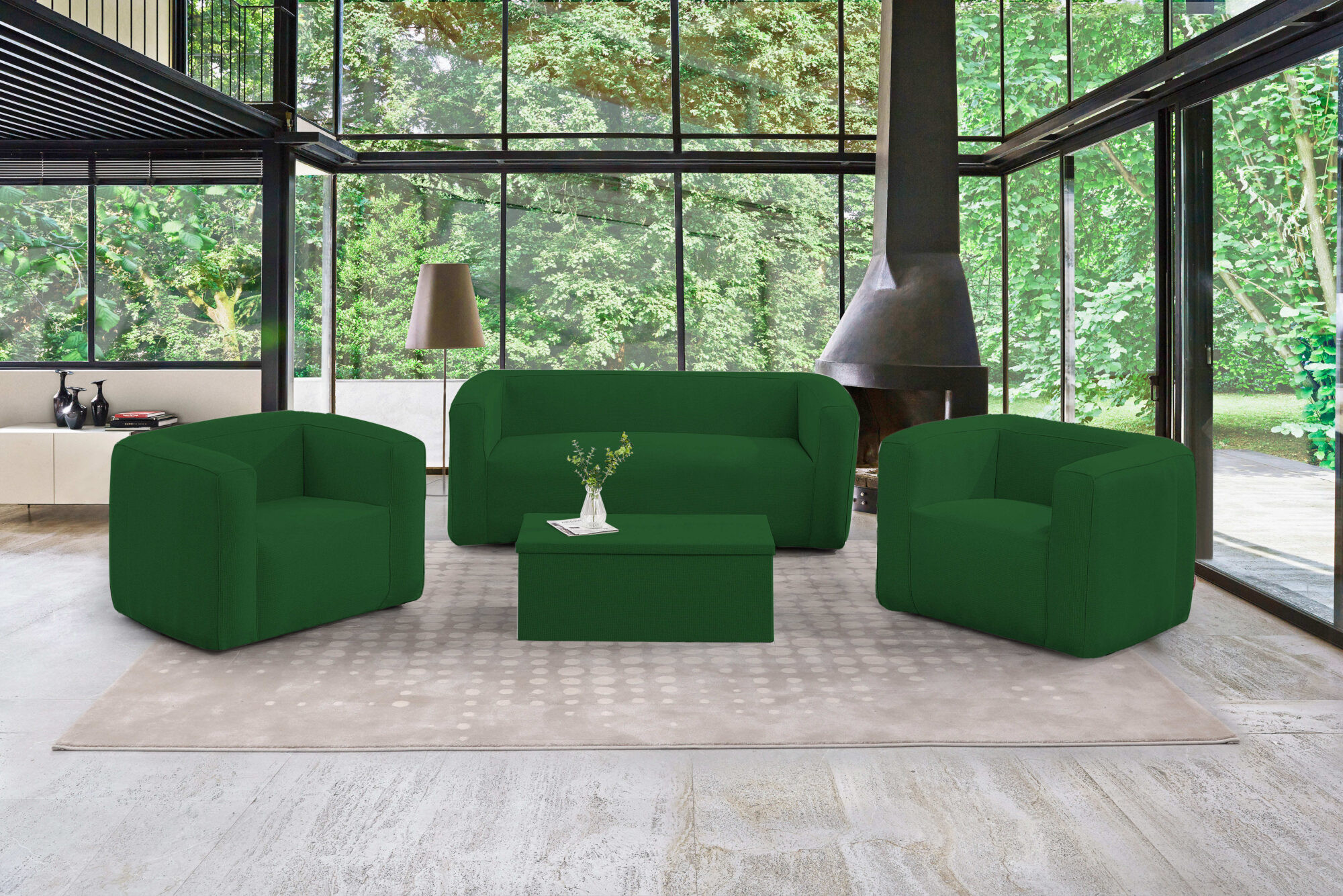 Table coffre Terracotta - Ouverture sur le dessus - Intérieur et extérieur - Couleur Vert