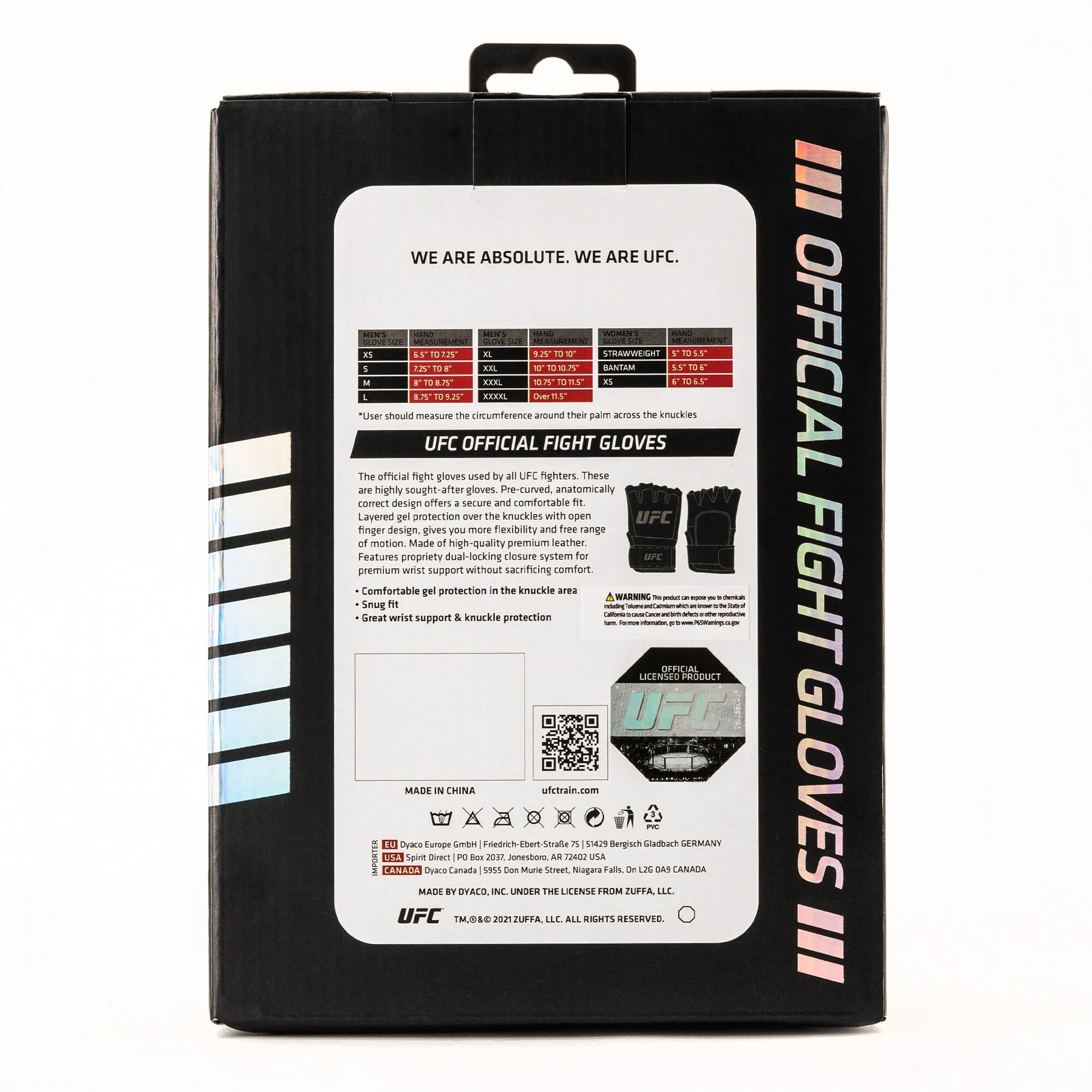 Gant de combat officiel - UFC - Noir - Taille XL