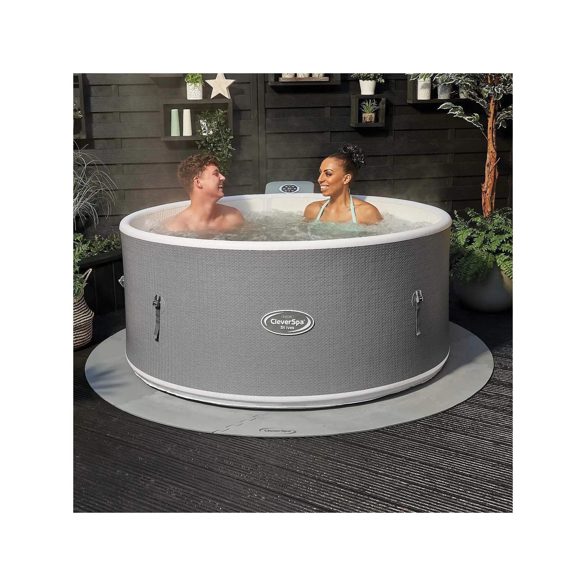 Spa gonflable 5 places rond en Dropstitch - Clever Spa - Diamètre : 200 cm - Filtre et bâche inclus