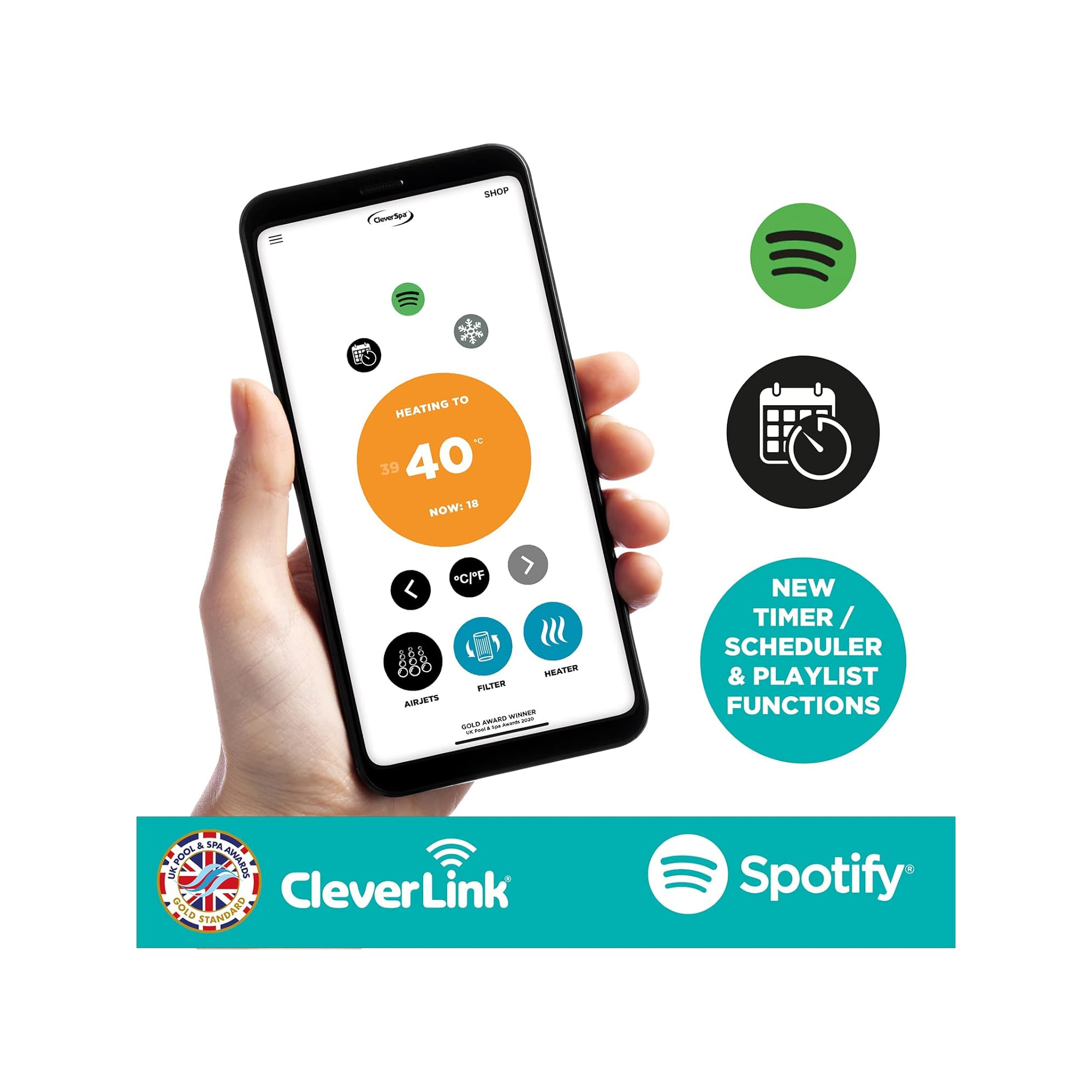 Spa gonflable 6 places rond - CleverSpa modèle Turin - Diamètre : 208 cm - Filtre et bâche inclus