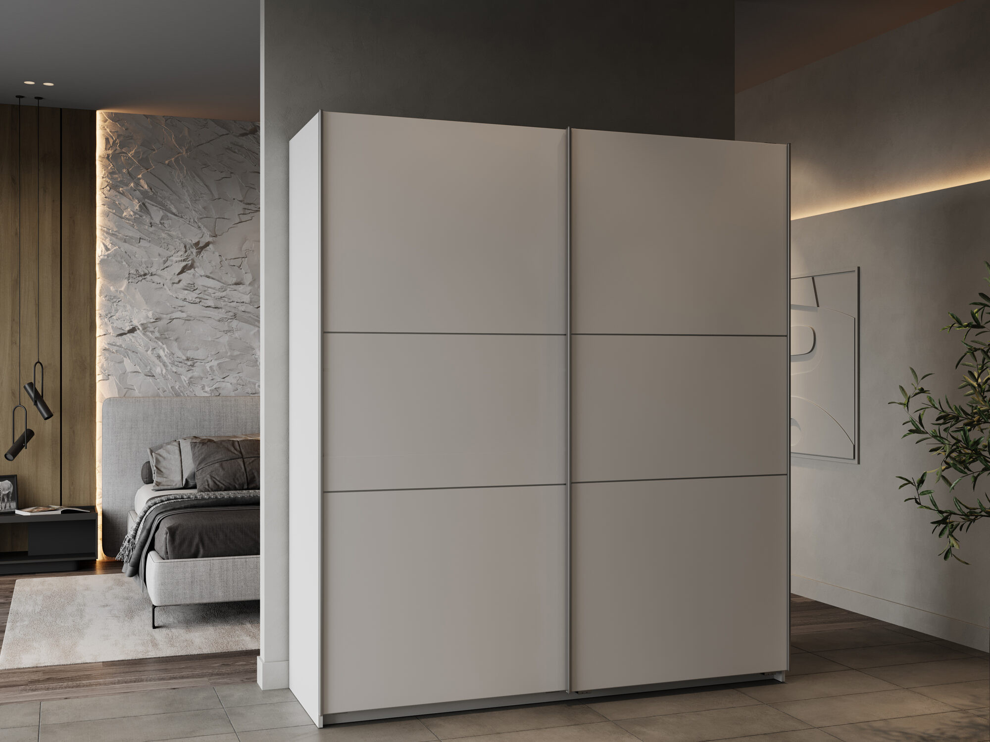 Armoire 2 portes coulissantes - GHOST - Blanc - 178,1 x 59,9 x 203 cm - DEMEYERE