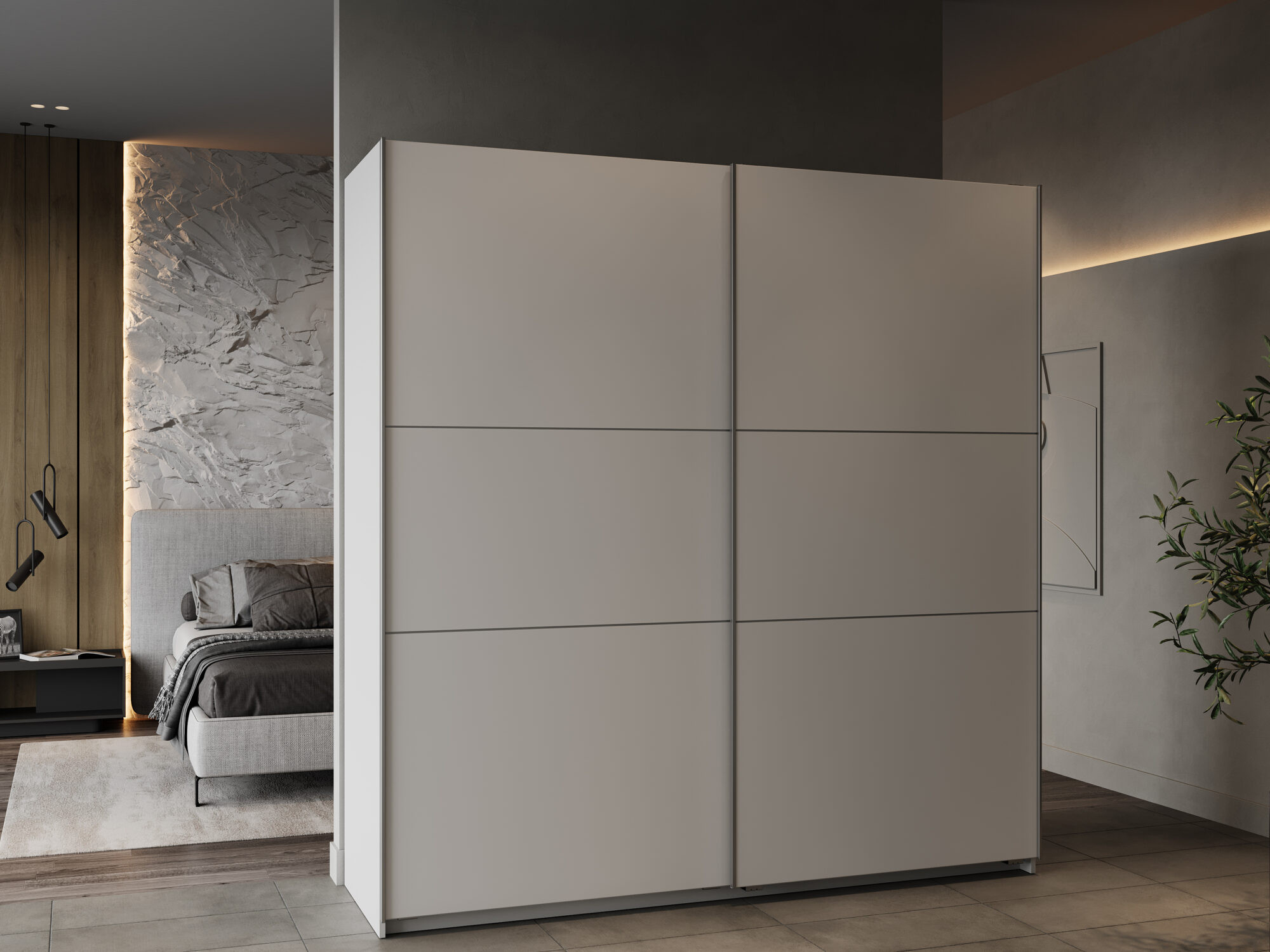 Armoire 2 portes coulissantes - GHOST - Blanc - 194,5 x 59,9 x 203 cm - DEMEYERE