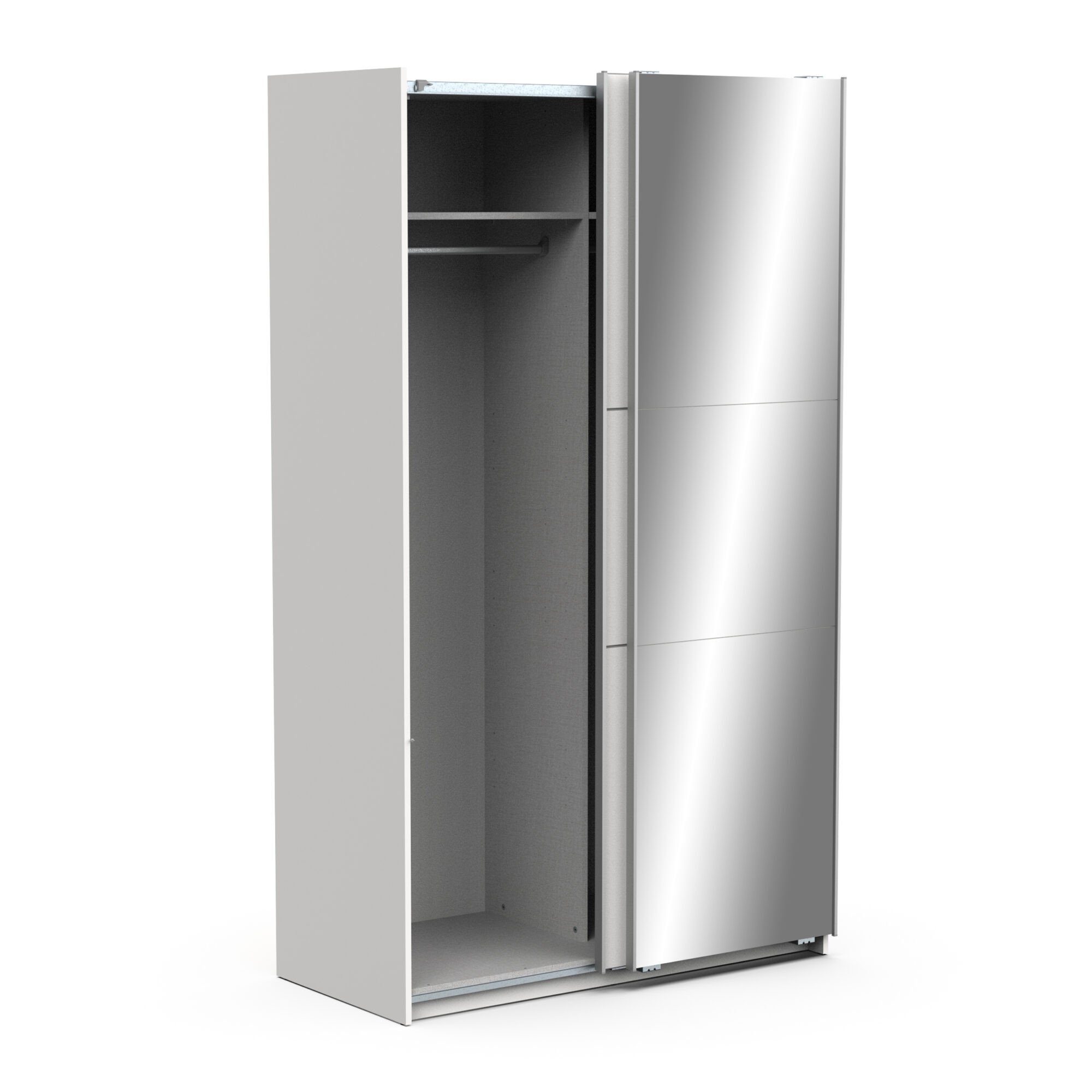 Armoire 2 portes coulissantes avec miroir - GHOST - Blanc - 116.5 x 59,8 x 203 cm - DEMEYERE