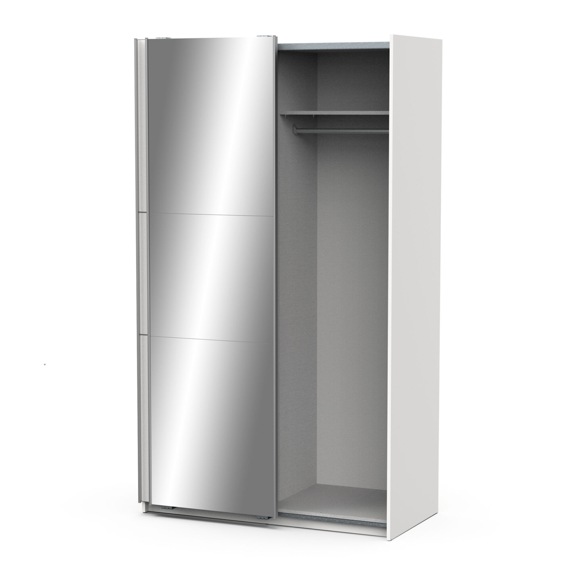 Armoire 2 portes coulissantes avec miroir - GHOST - Blanc - 116.5 x 59,8 x 203 cm - DEMEYERE