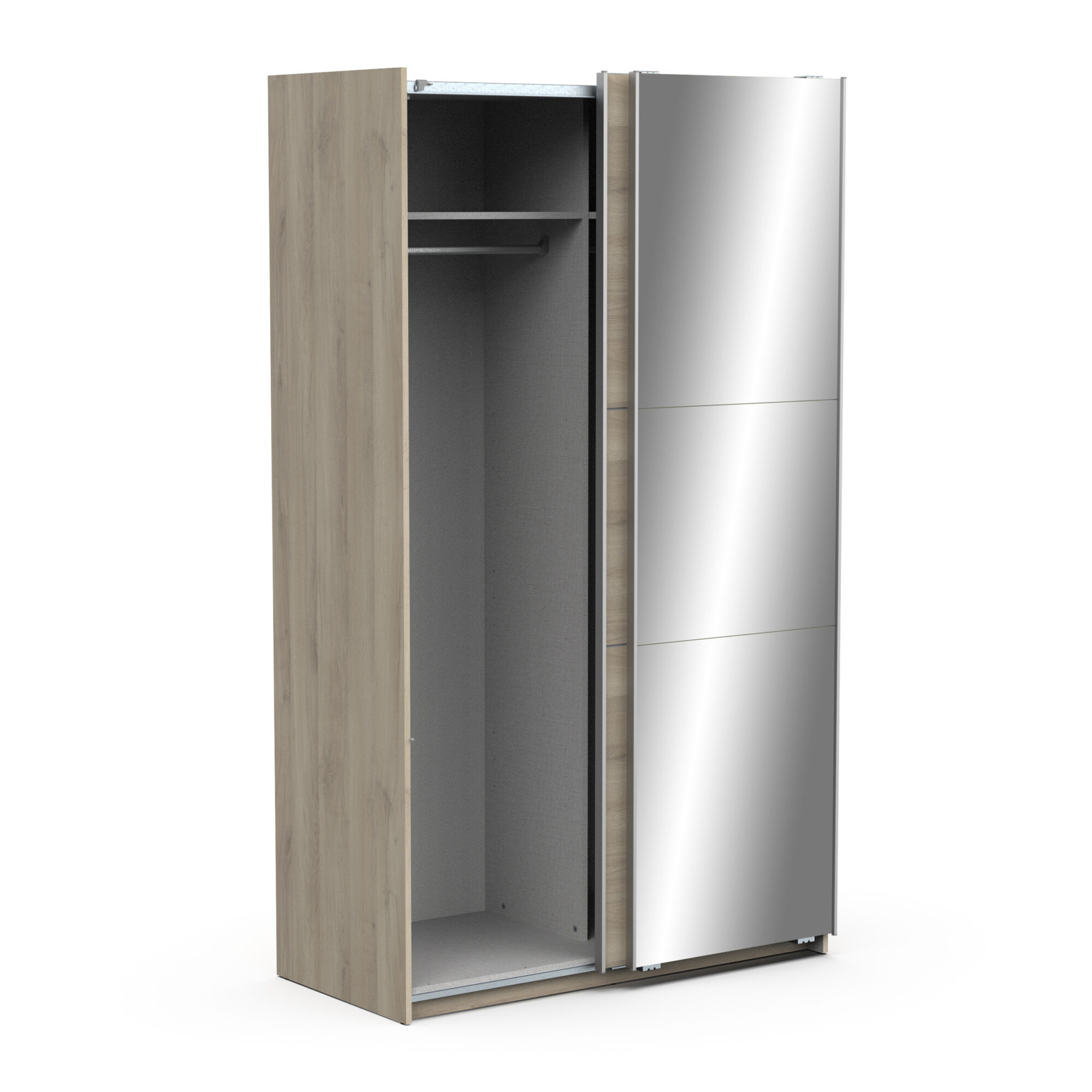 Armoire 2 portes coulissantes avec miroir - GHOST - Chêne - 116,5 x 59,8 x 203 cm - DEMEYERE