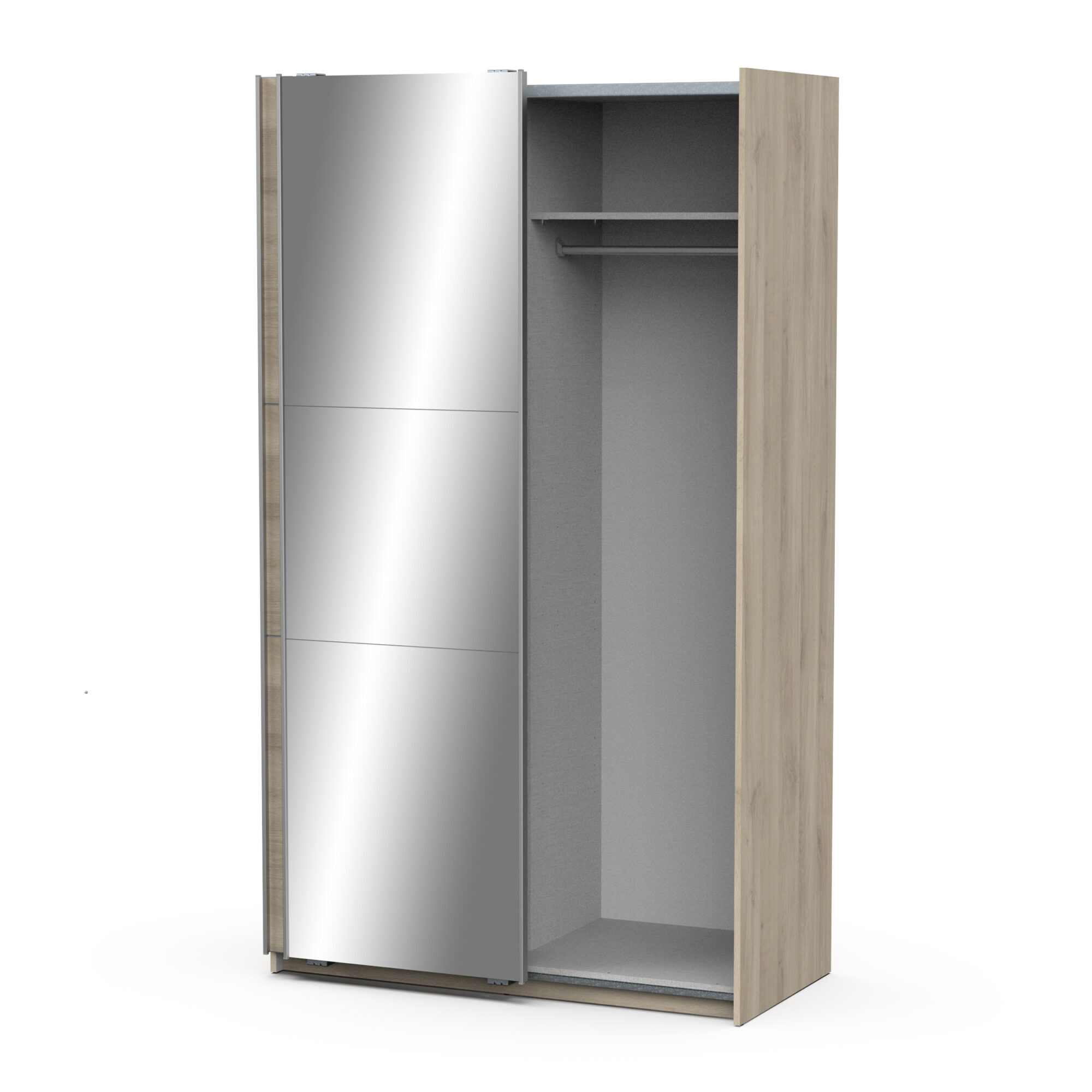 Armoire 2 portes coulissantes avec miroir - GHOST - Chêne - 116,5 x 59,8 x 203 cm - DEMEYERE