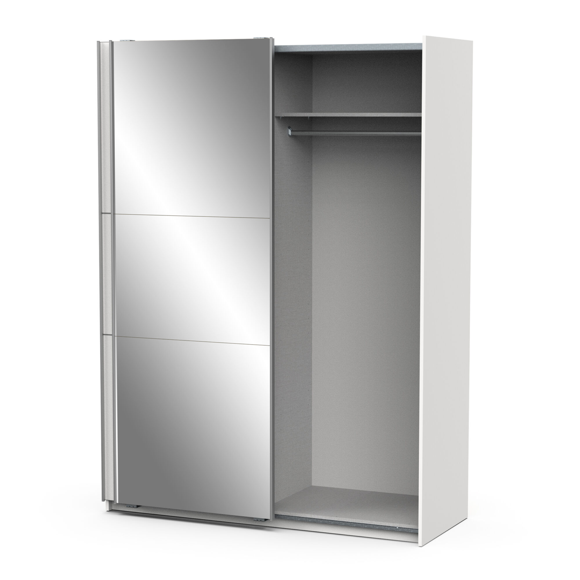 Armoire 2 portes coulissantes avec miroir - GHOST - Blanc - 148 x 59,8 x 203 cm - DEMEYERE