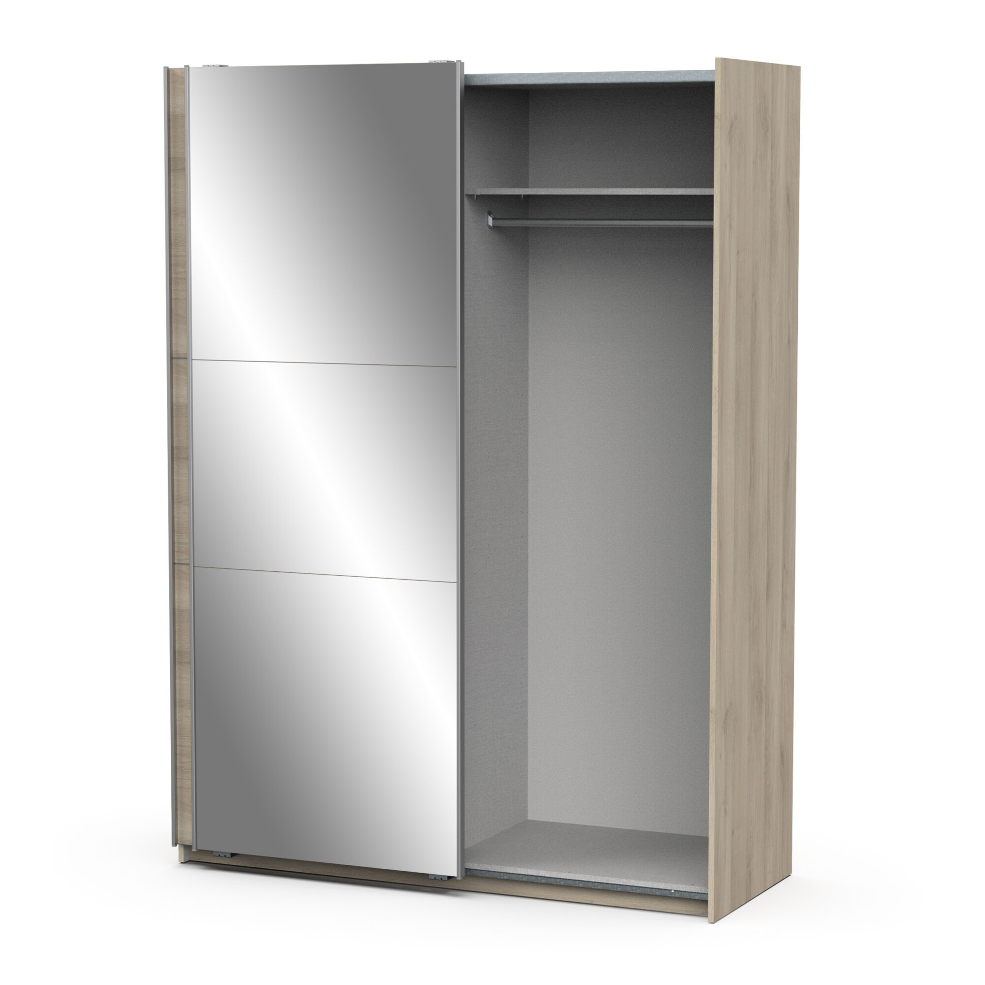 Armoire 2 portes coulissantes avec miroir - GHOST - Chêne - 148 x 59,8 x 203 cm - DEMEYERE