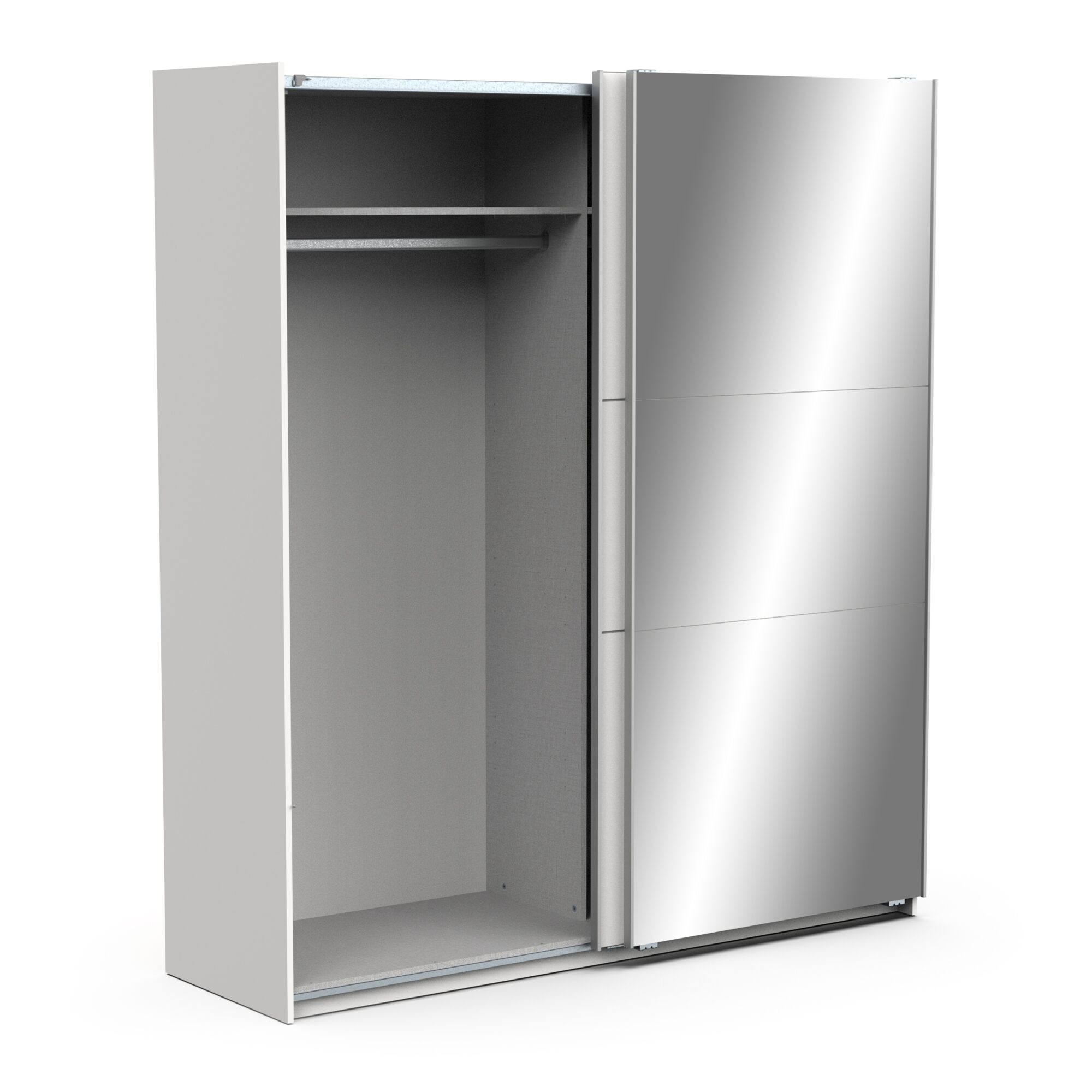 Armoire 2 portes coulissantes avec miroir - GHOST - Blanc - 178,1 x 59,9 x 203 cm - DEMEYERE