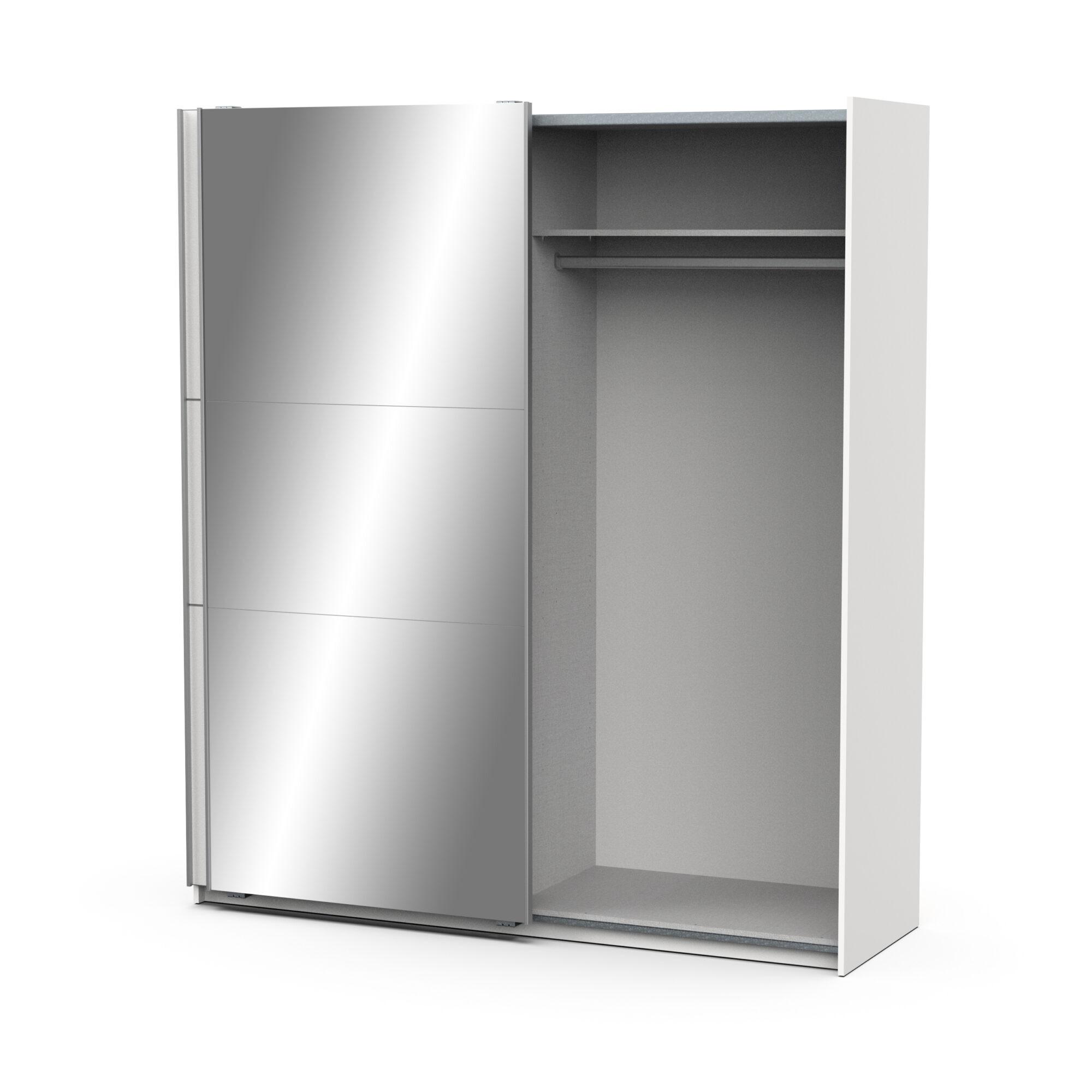 Armoire 2 portes coulissantes avec miroir - GHOST - Blanc - 178,1 x 59,9 x 203 cm - DEMEYERE