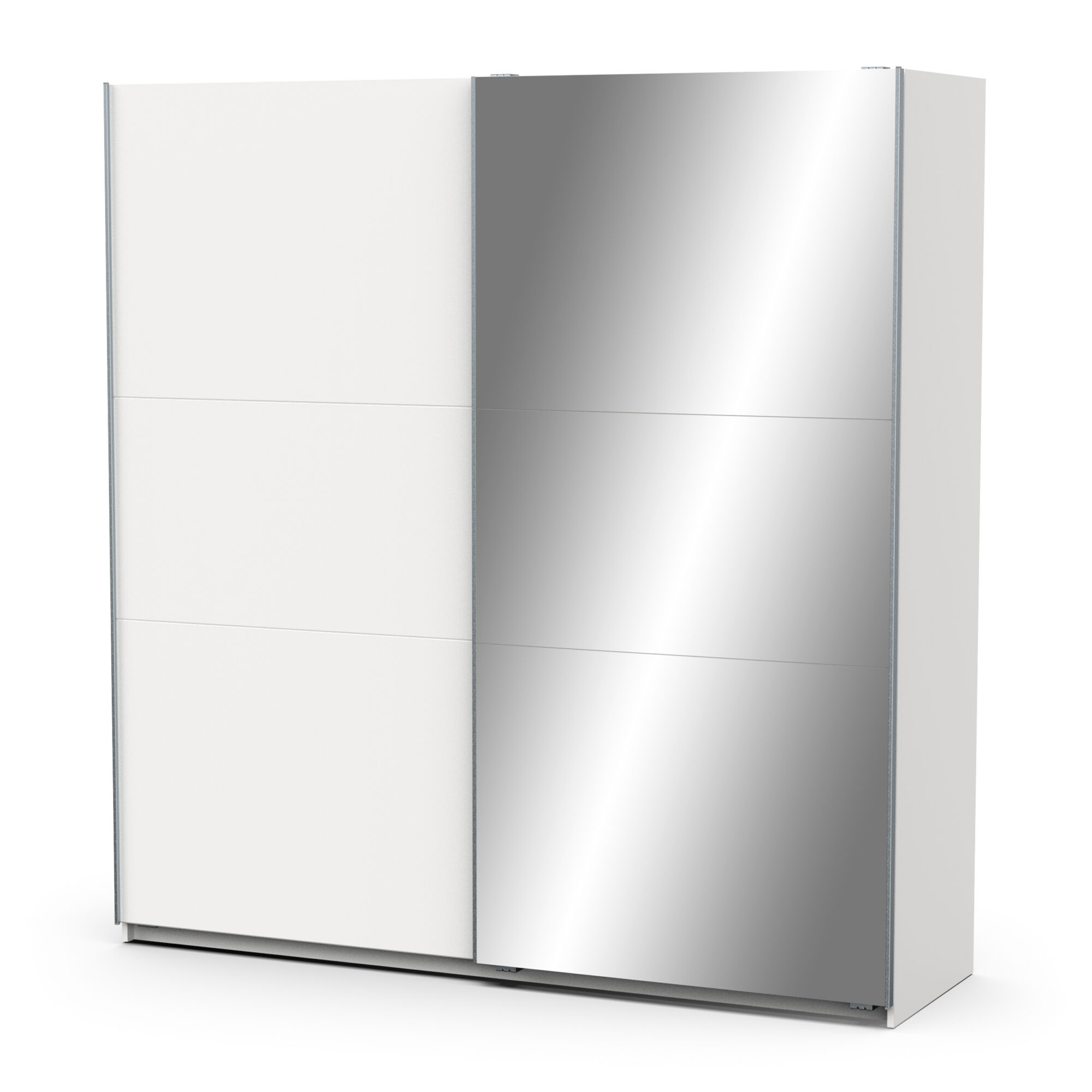 Armoire 2 portes coulissantes avec miroir - GHOST - Blanc - 194,5 x 59,9 x 203 cm - DEMEYERE