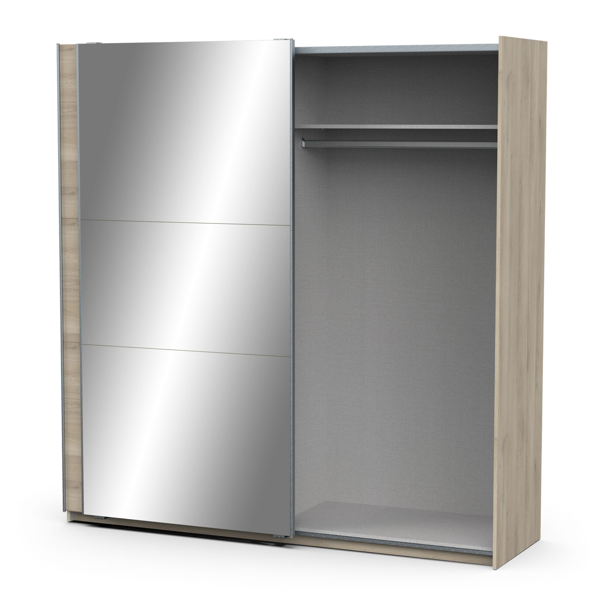 Armoire 2 portes coulissantes avec miroir - GHOST - Chêne - 194,5 x 59,9 x 203 cm - DEMEYERE